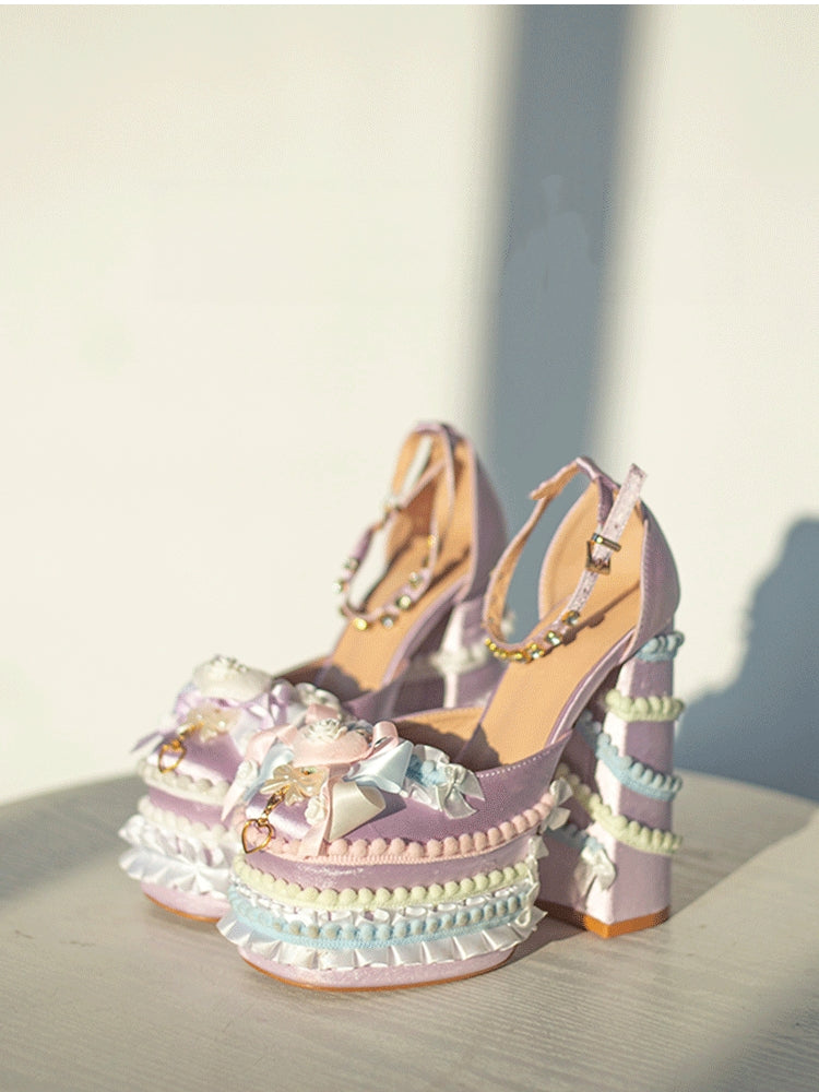 Cream Dopamine Lolita Sweet‑Girl Alt‑Y2K High‑Heel Shoes