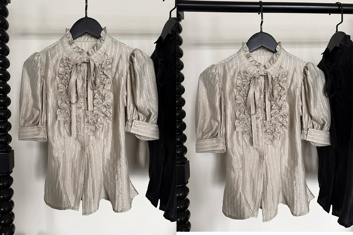 Twilight Veil Sweet Lolita Striped Short Sleeve Blouse