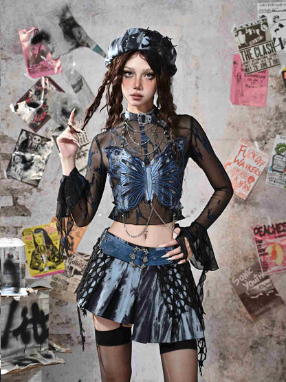 Y2K Punk Rivet  Chain Bustier Set LE1020