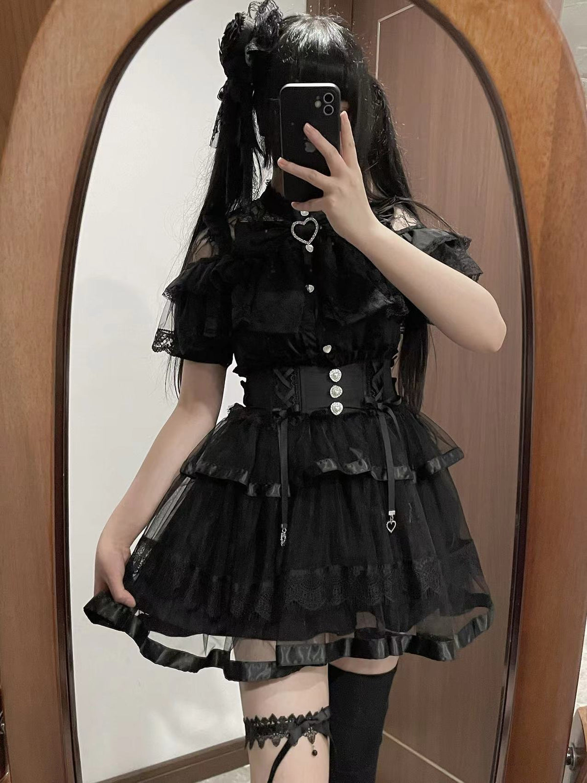 Mass Produced J-Style Lace Bow Short Sleeve / Long Sleeve Shirt