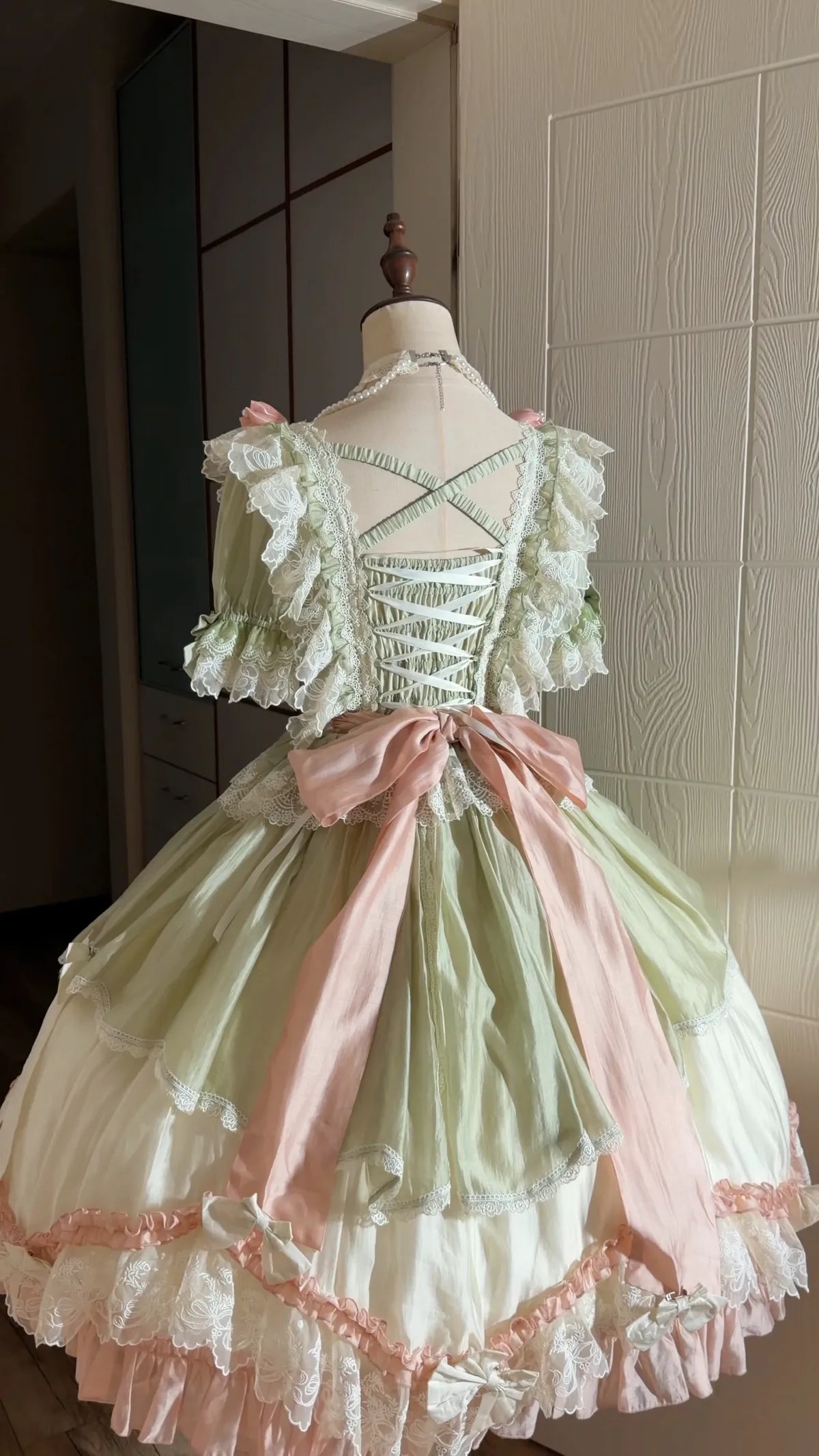 Tulip Letter Mint Green Short Sleeve Classic Lolita OP Dress