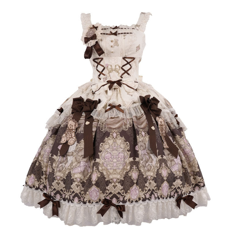 Sweet Ode Bear Lolita Printed Pink JSK