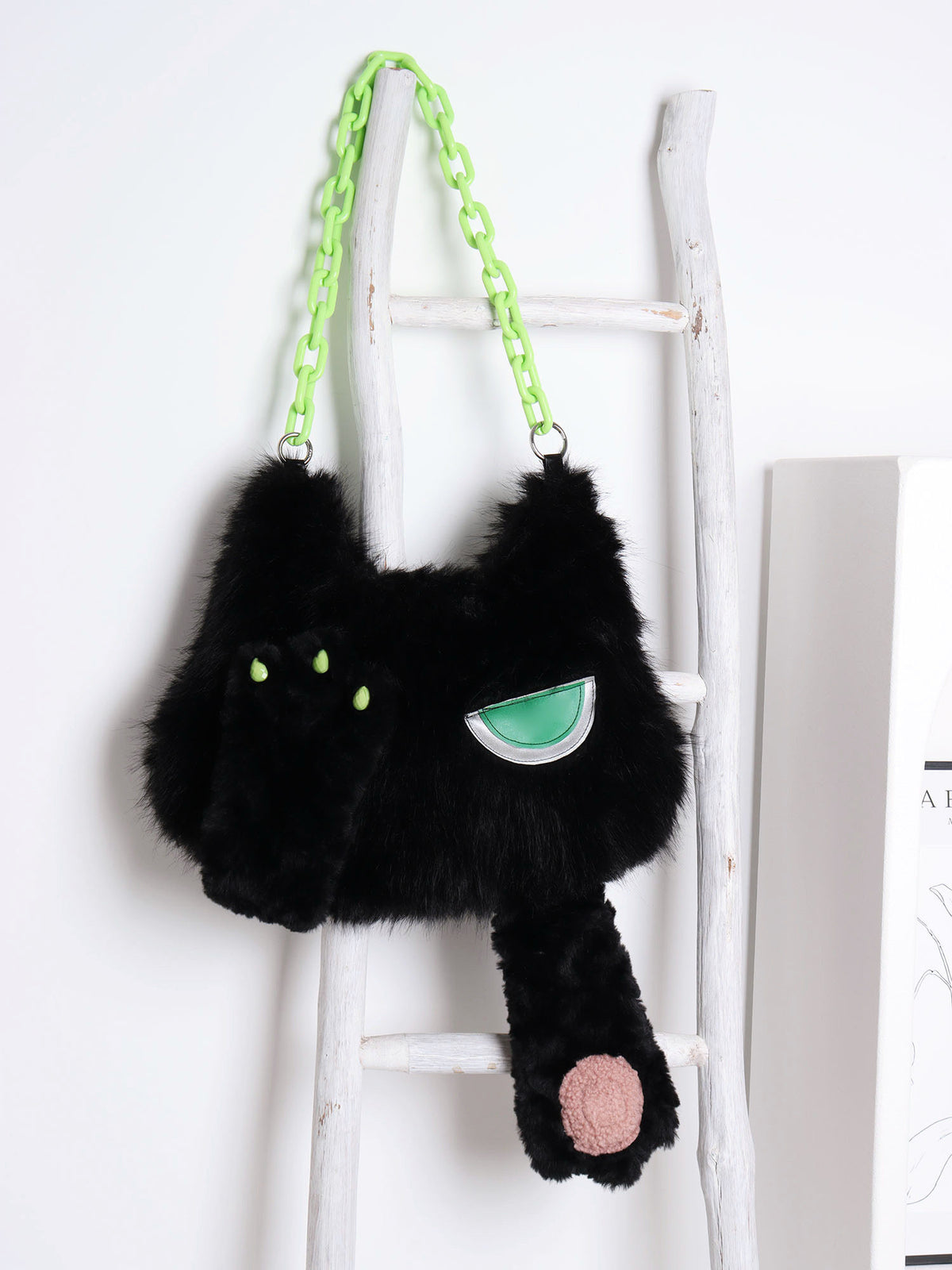 Face-Cover Cat Lolita Plush Denim Bag