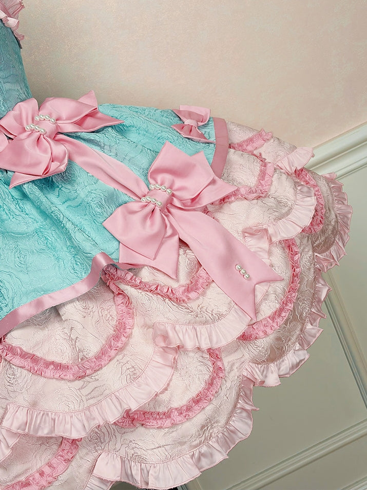 Sweet Petals Lolita Pink & Green Halter Dress
