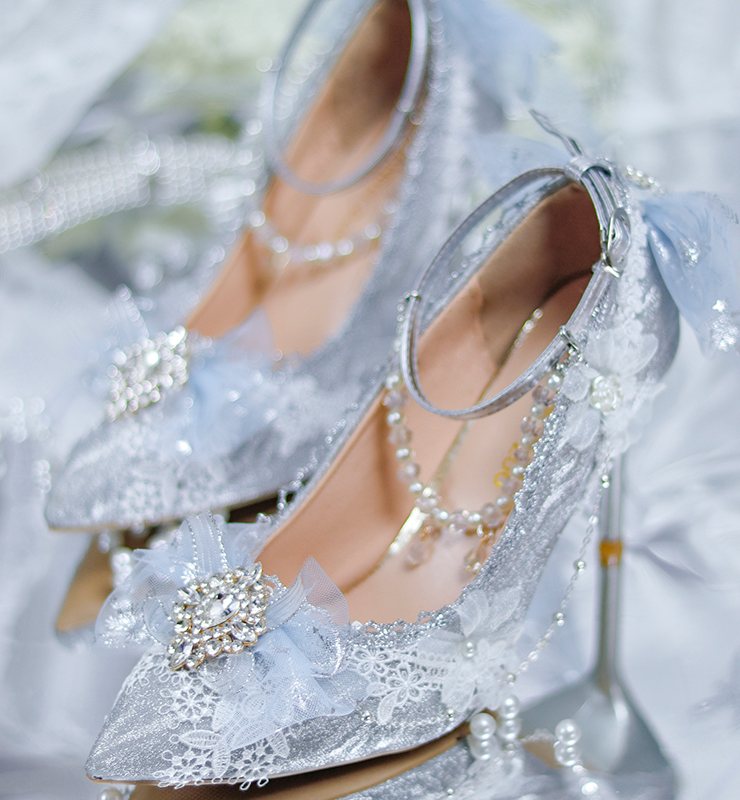 Silver Pearl Chain High Heel Pumps LSS1003