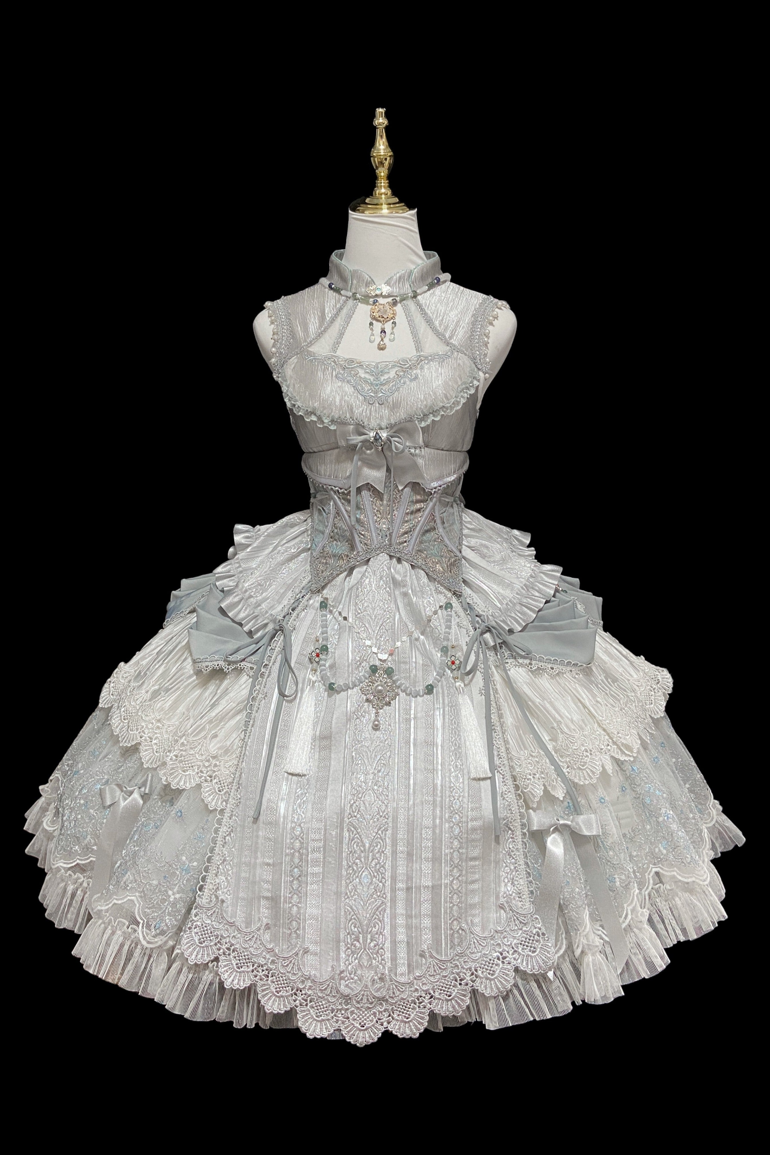 Candle Dragon Spirit Lolita Fantasy White JSK Dress Set
