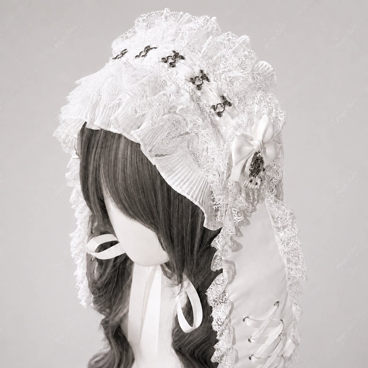 Long Ear Bunny Doll Lace Gothic Lolita Headband with Paw Heart Hair Clip