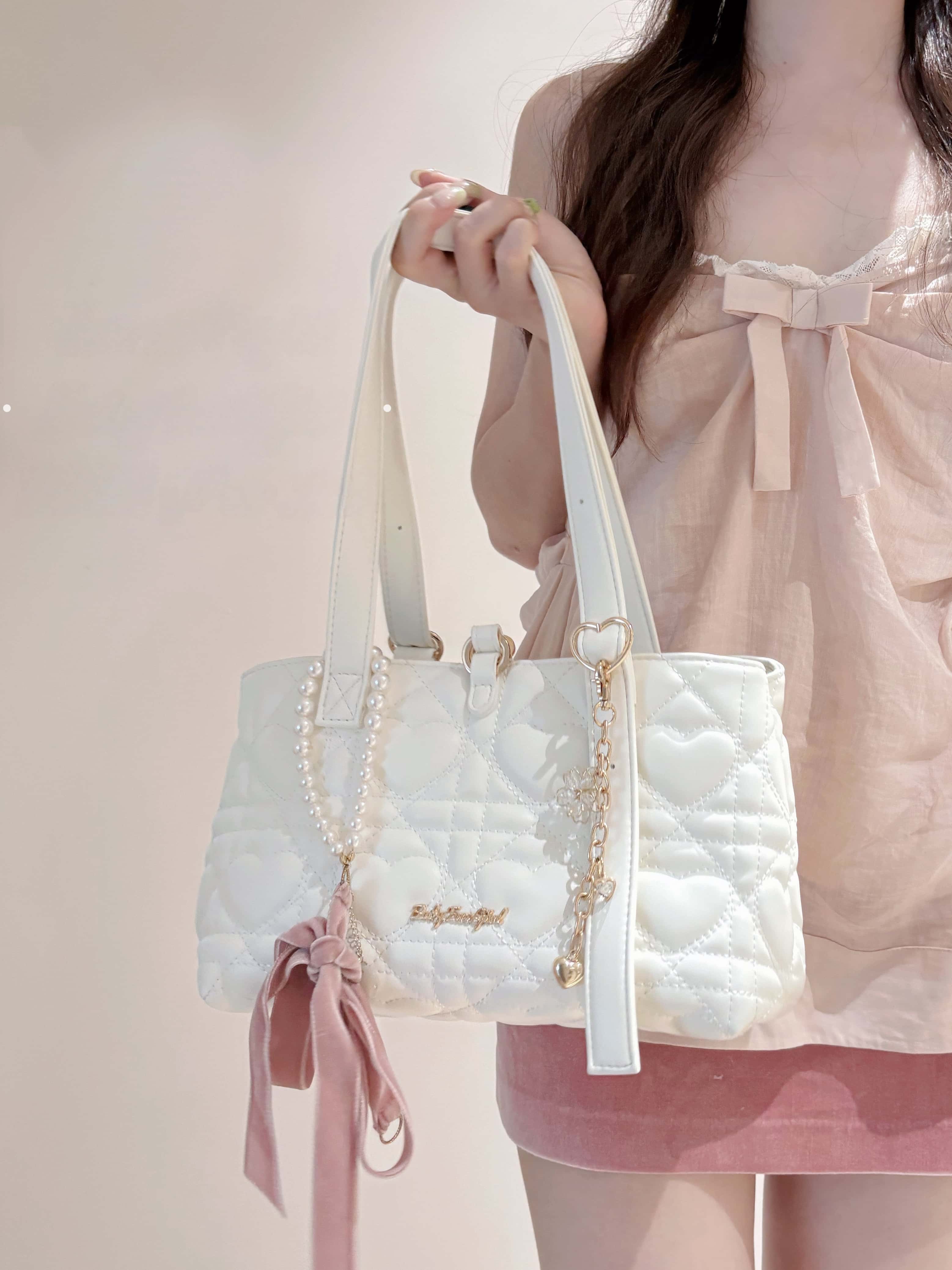 Intern Cupid Heart Quilted Sweet Lolita Tote Shoulder Bag
