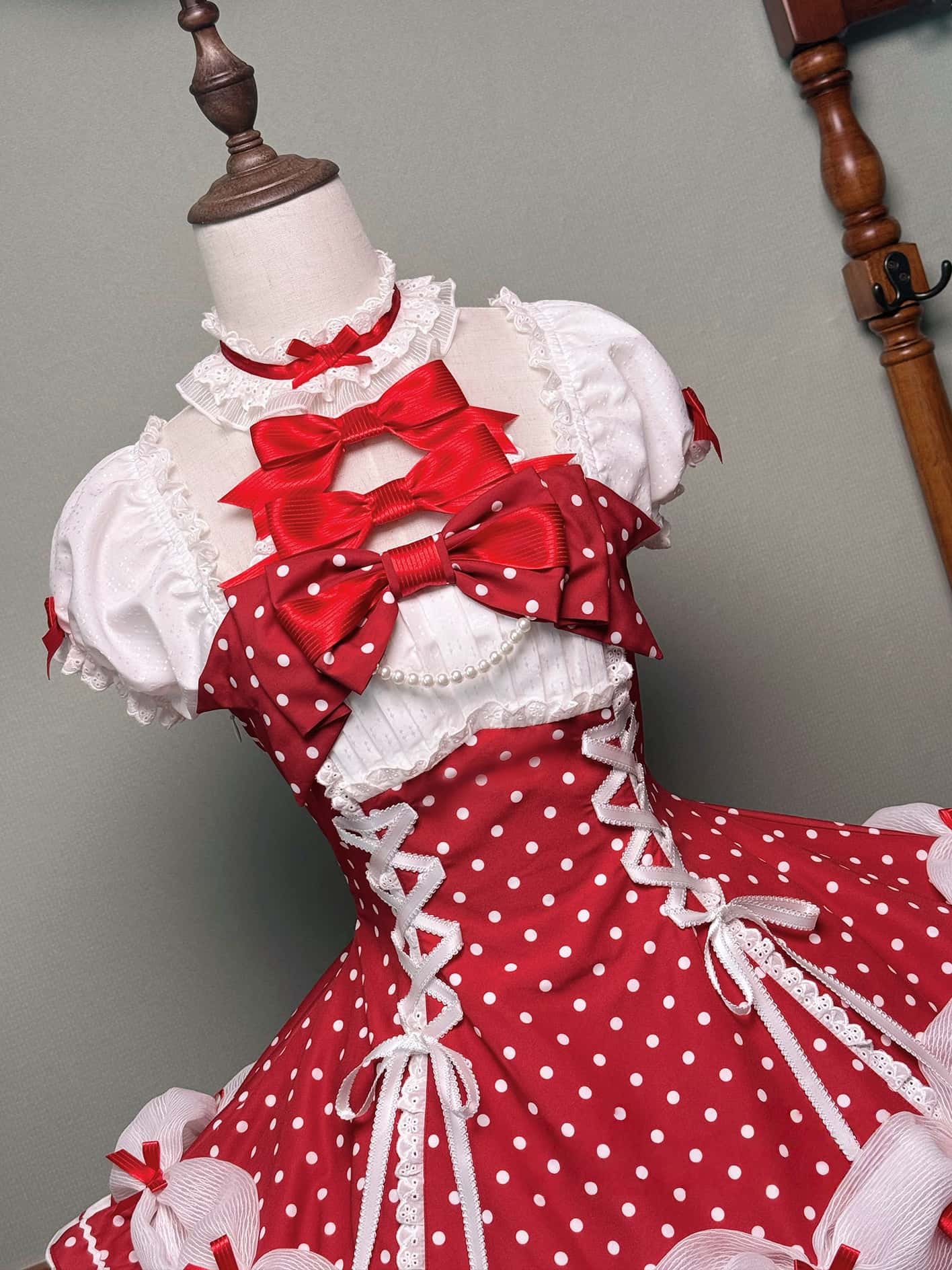 Vintage Polka Dot Lolita Halter Red OP Dress