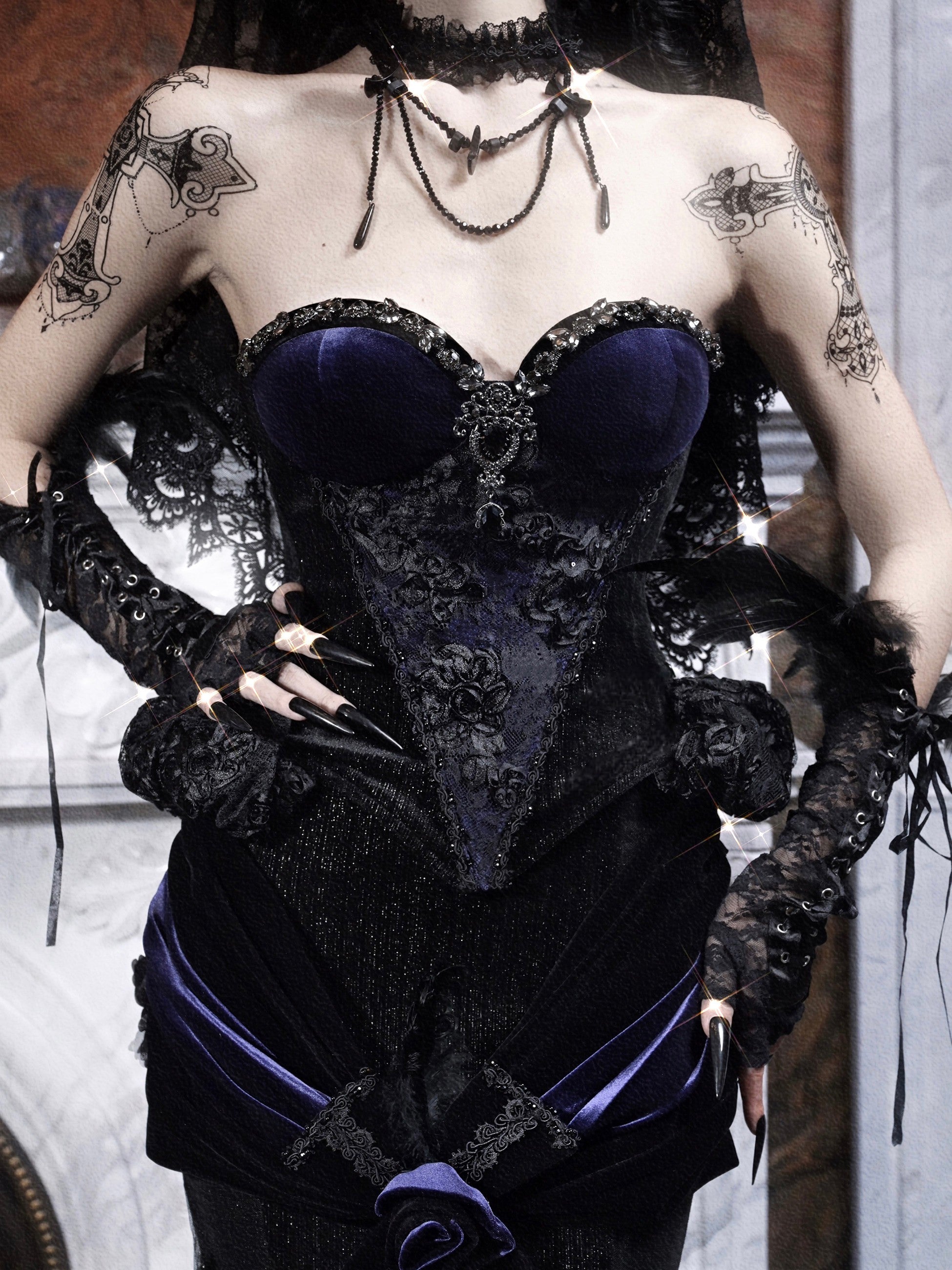 Mourning Day Gothic Maxi Dress Set