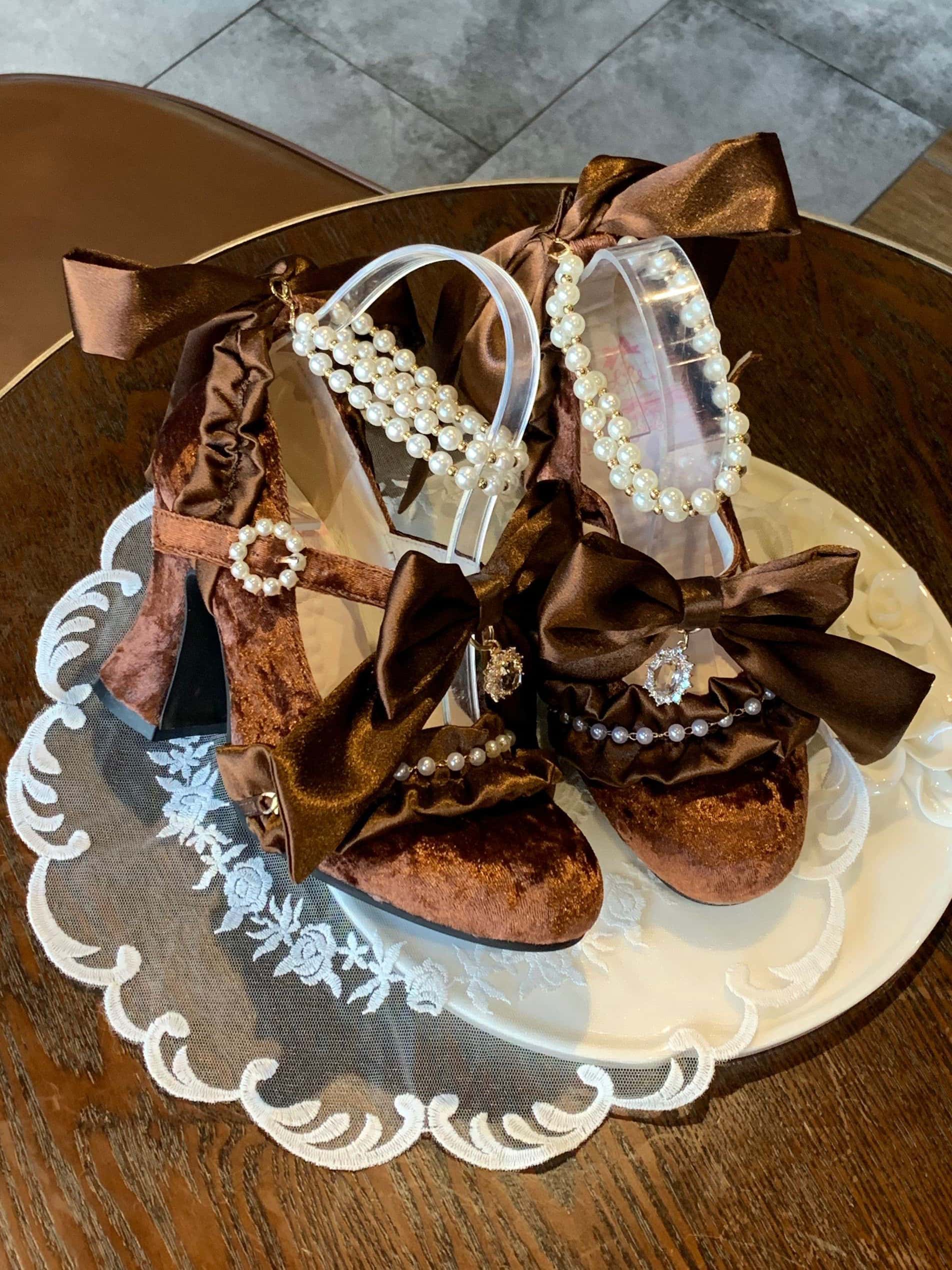 Ribbon Hymn 1.0 Lolita Vintage Heavy Craft Bridal Heels
