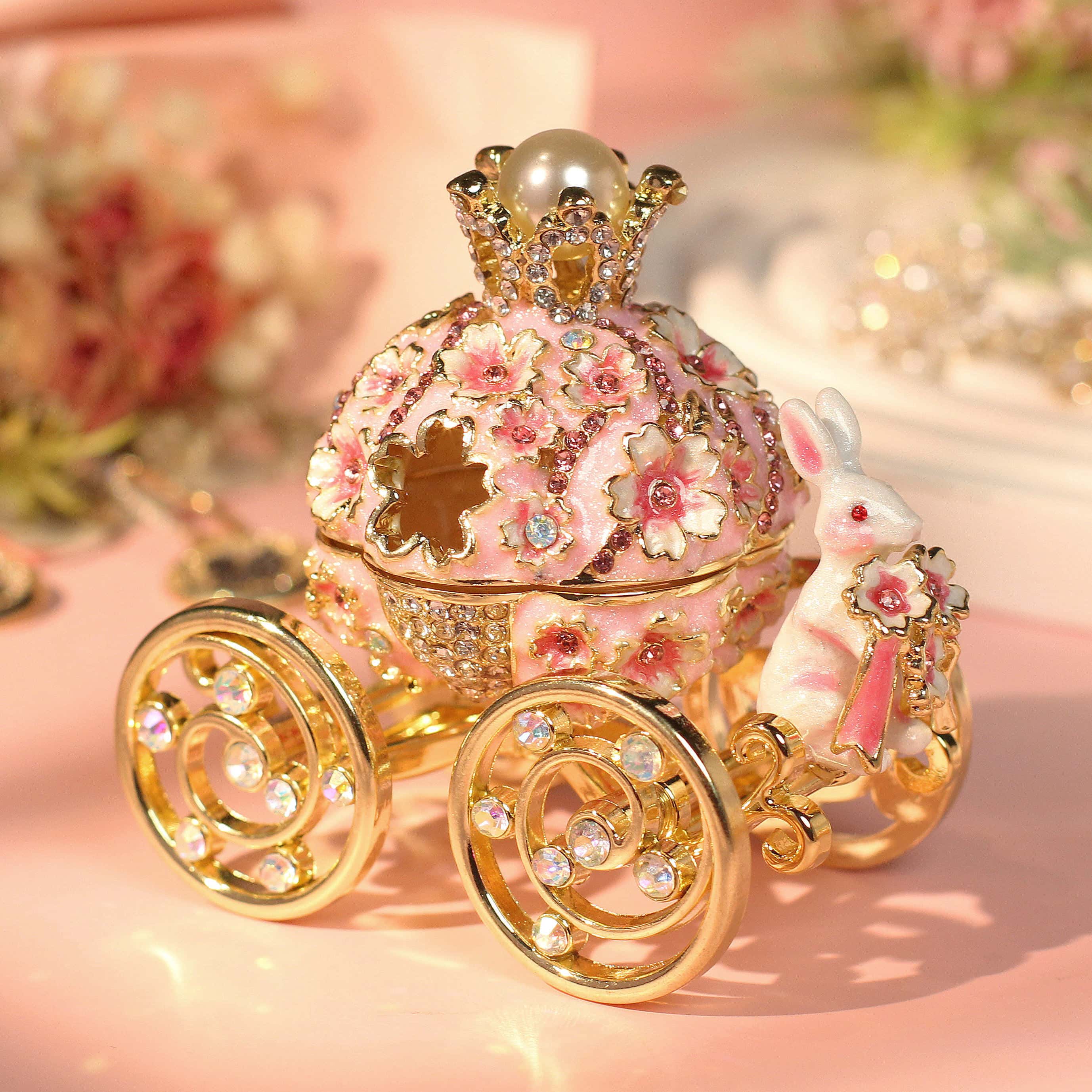 Carousel-Shaped Enamel Ring Jewelry Box Lolita Decor Gift