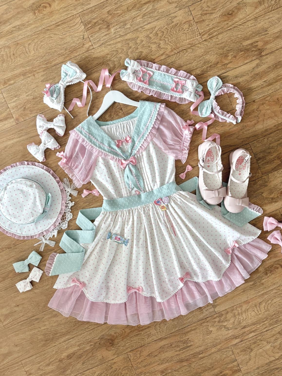 Prelude Festival Lolita Multi‑Color Sailor‑Collar OP Dress