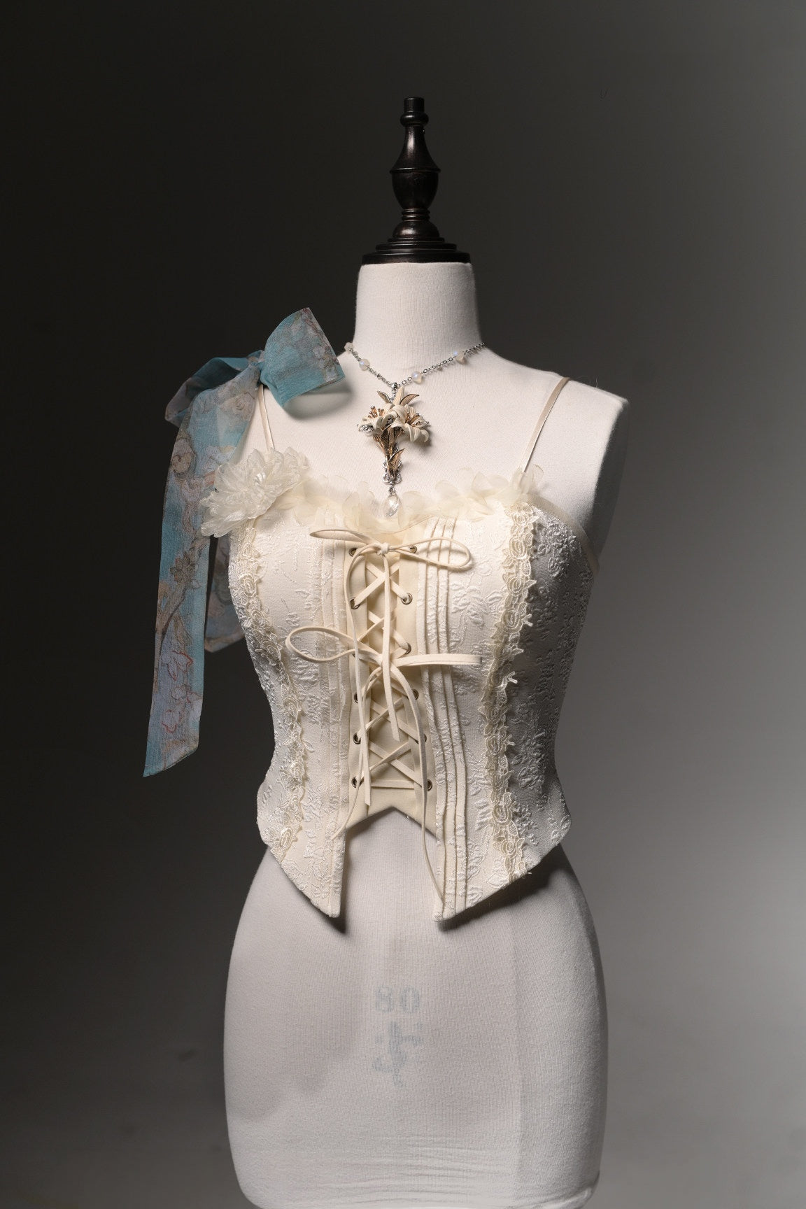 Van Gogh Almond Blossom Vintage Strapless Organza Dress / Corset & Skirt Set
