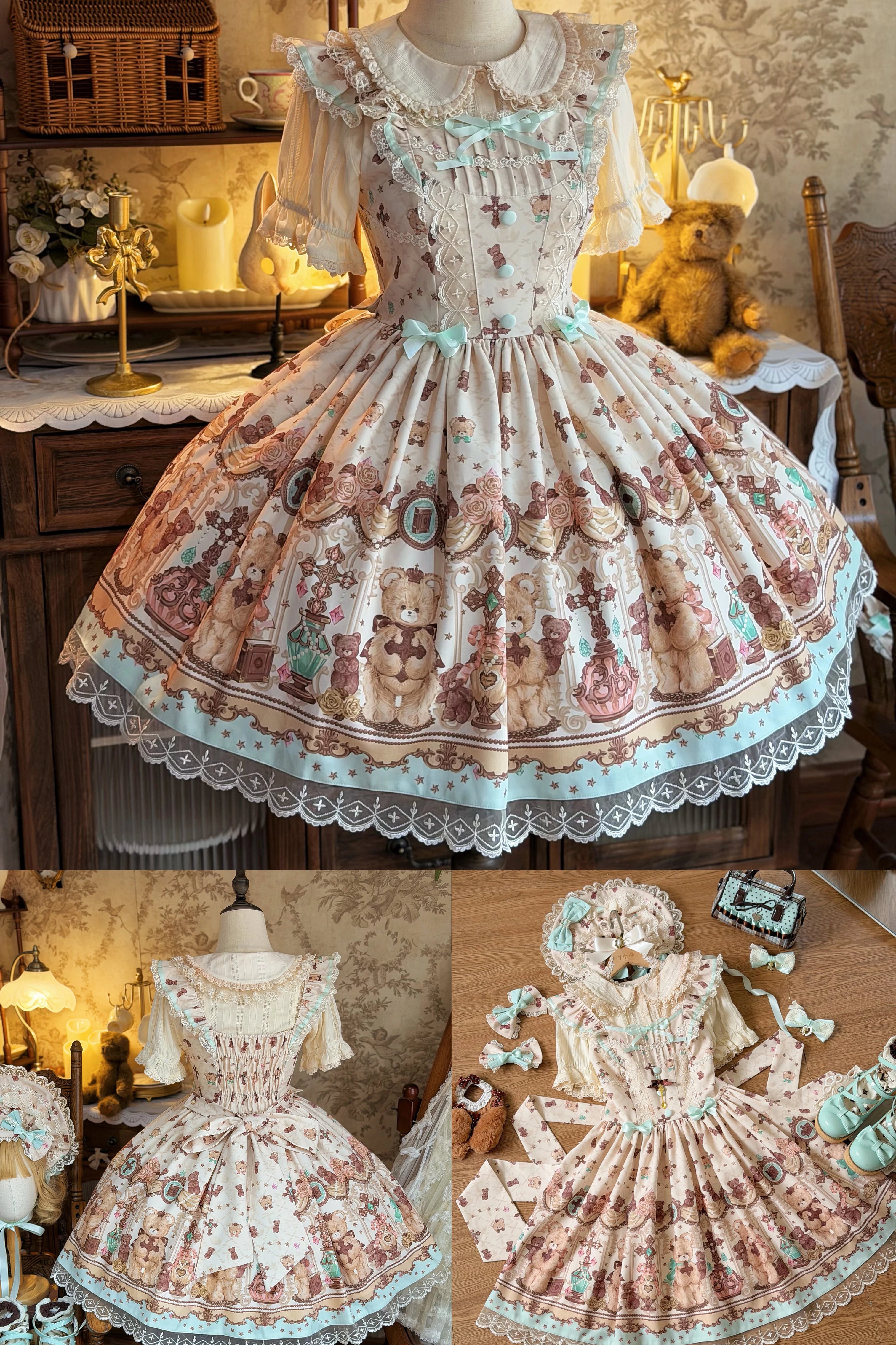 Cross Bear Sweet Vintage Original Lolita JSK and OP Dress Series