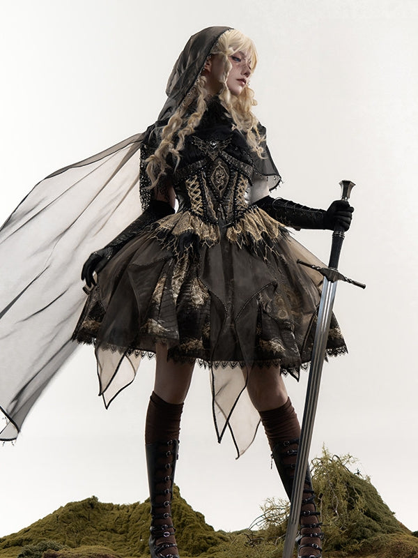 Robe JSK gothique Lolita « Black-Red Dragon Bone »