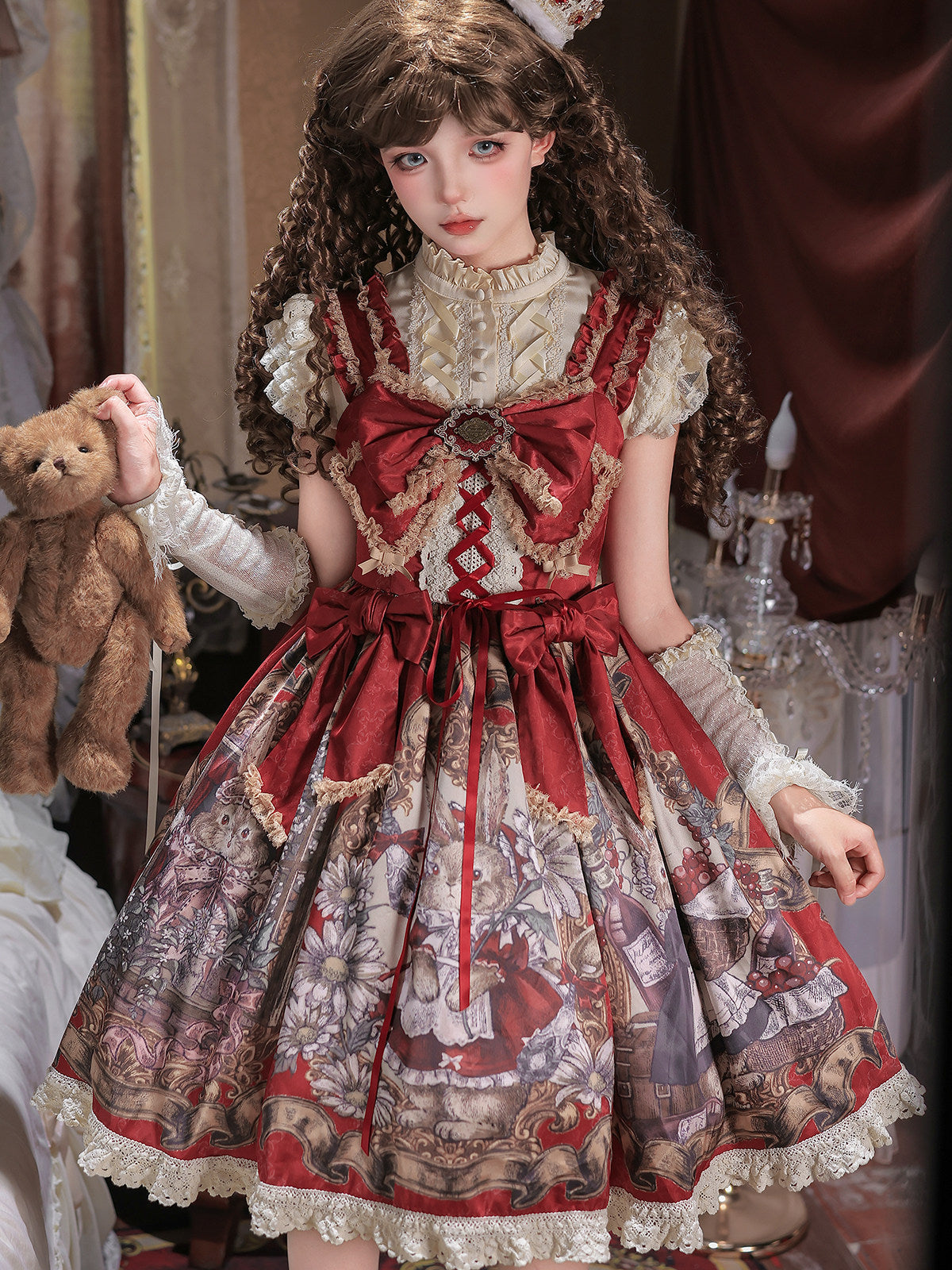 Mystic Rabbit Lolita Classic Vintage JSK Dress & Blouse Set