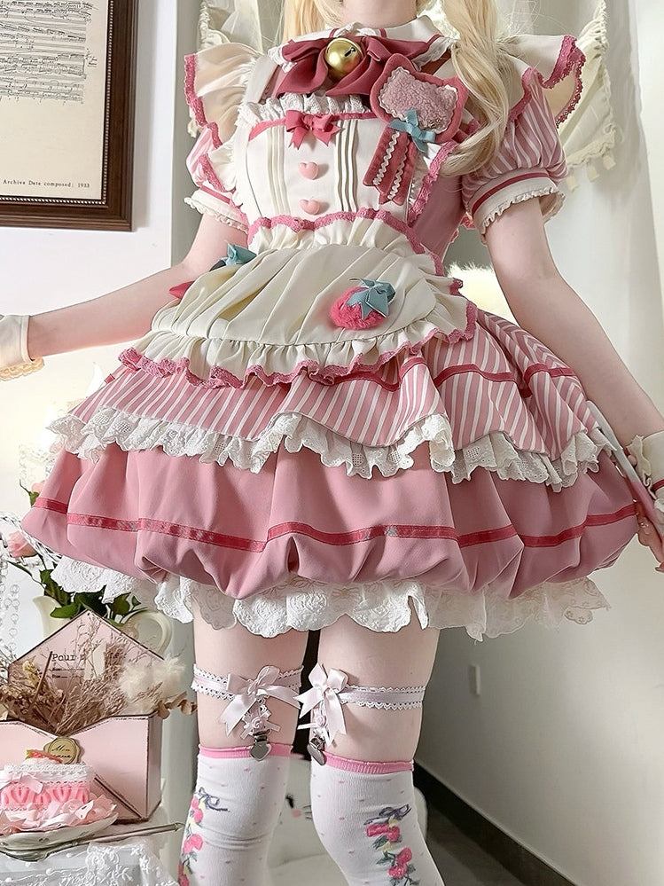 Berry Bubble Blossom Sweet Maid Lolita OP & Apron Set