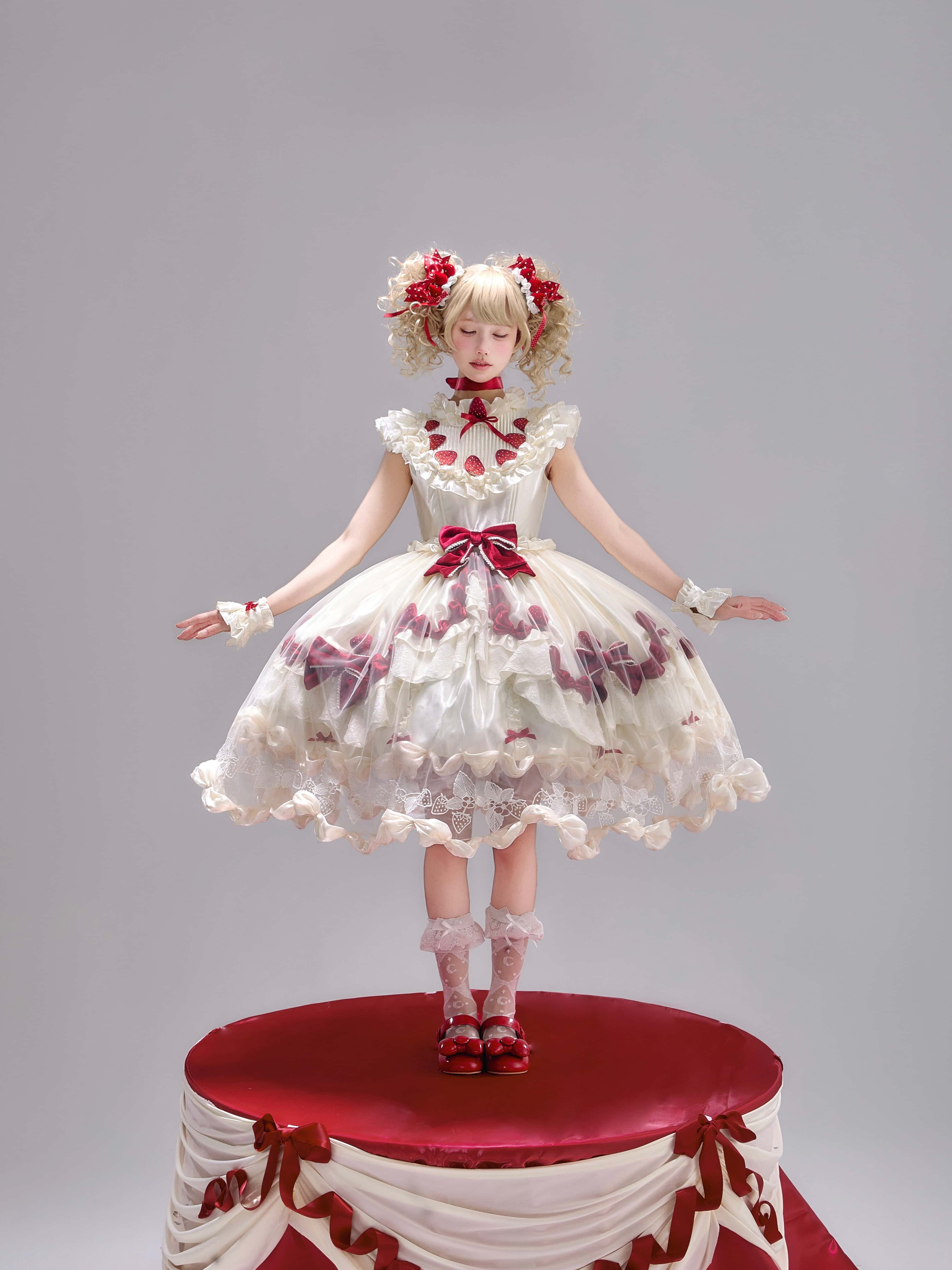 Strawberry Cream Cake Lolita OP Dress Set