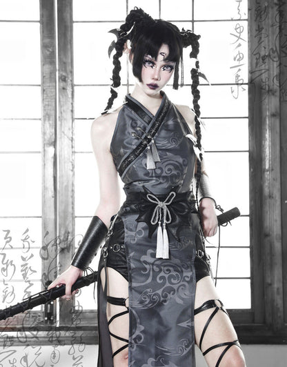 Lolita Gothic Totem Jacquard Suede Dress LG1027