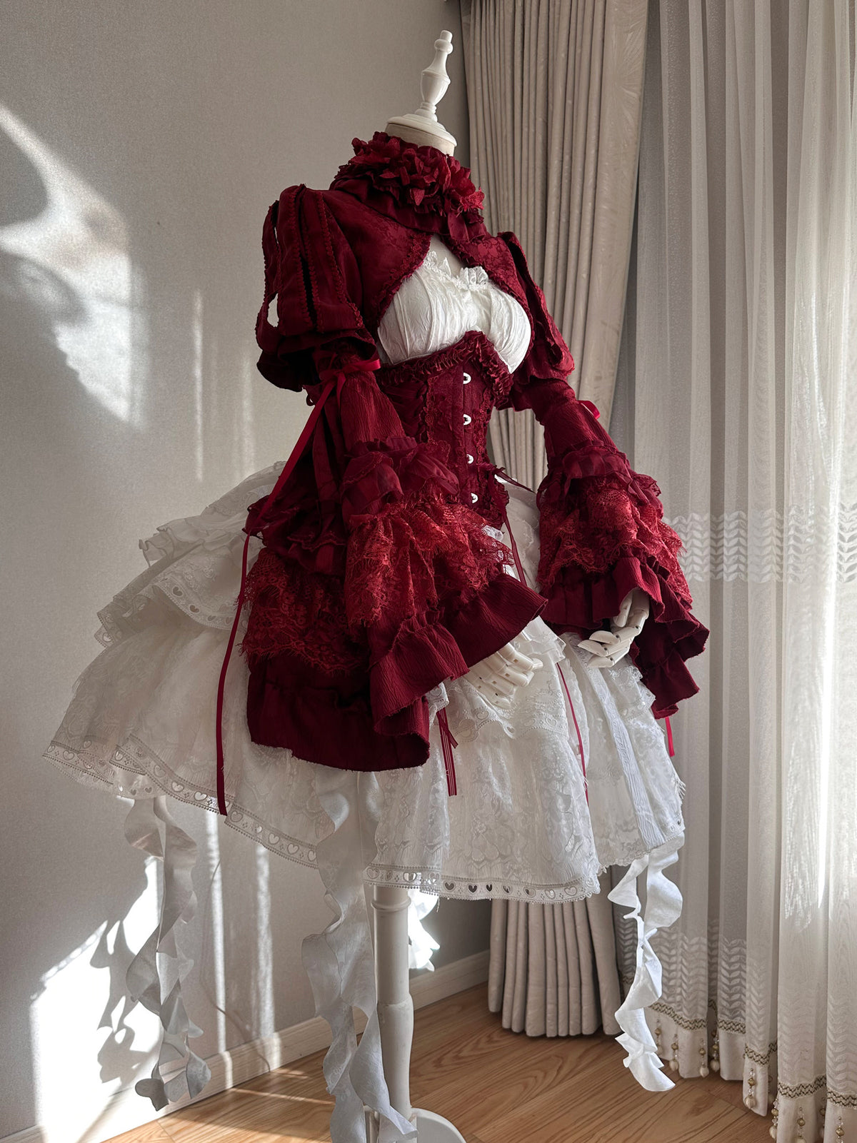 Caliburn Sword in Stone Gothic Red Blue Lolita JSK Full Set