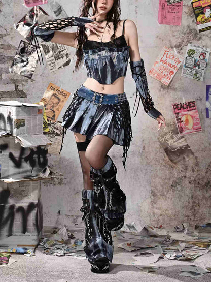Y2K Punk Rivet  Chain Bustier Set LE1020