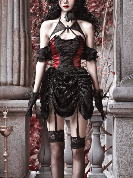 Lolita Gothic Spiderweb Lace-Up Dress LG1045