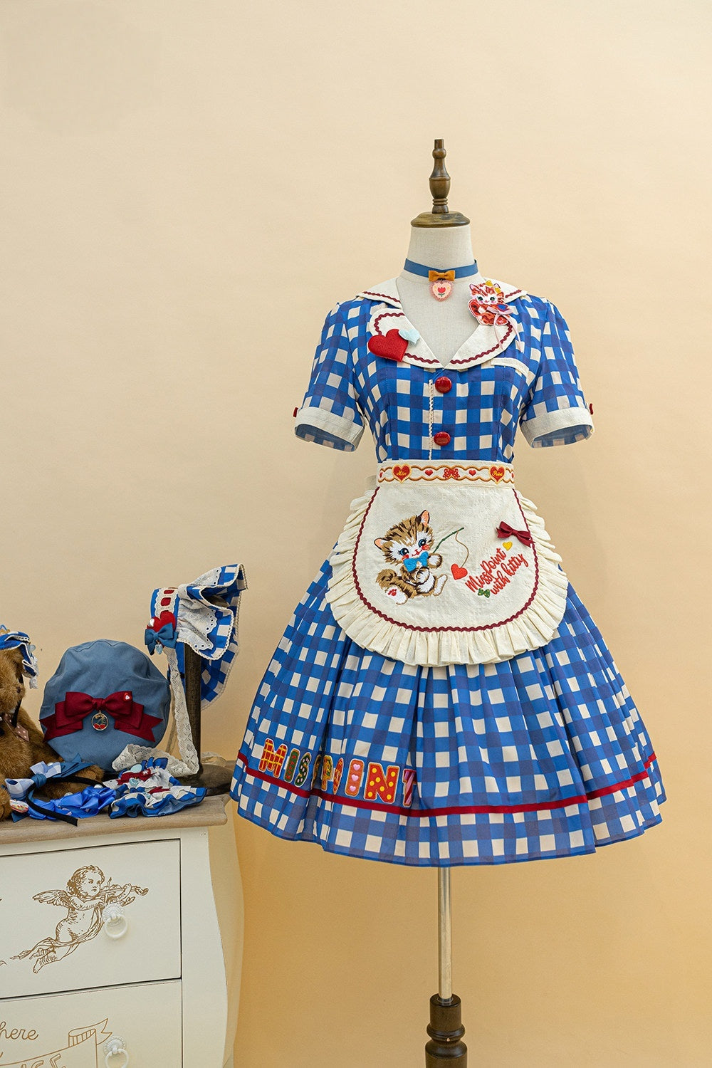 Cat Sweetheart American Retro Sweet Diner‑Style Lolita OP Dress