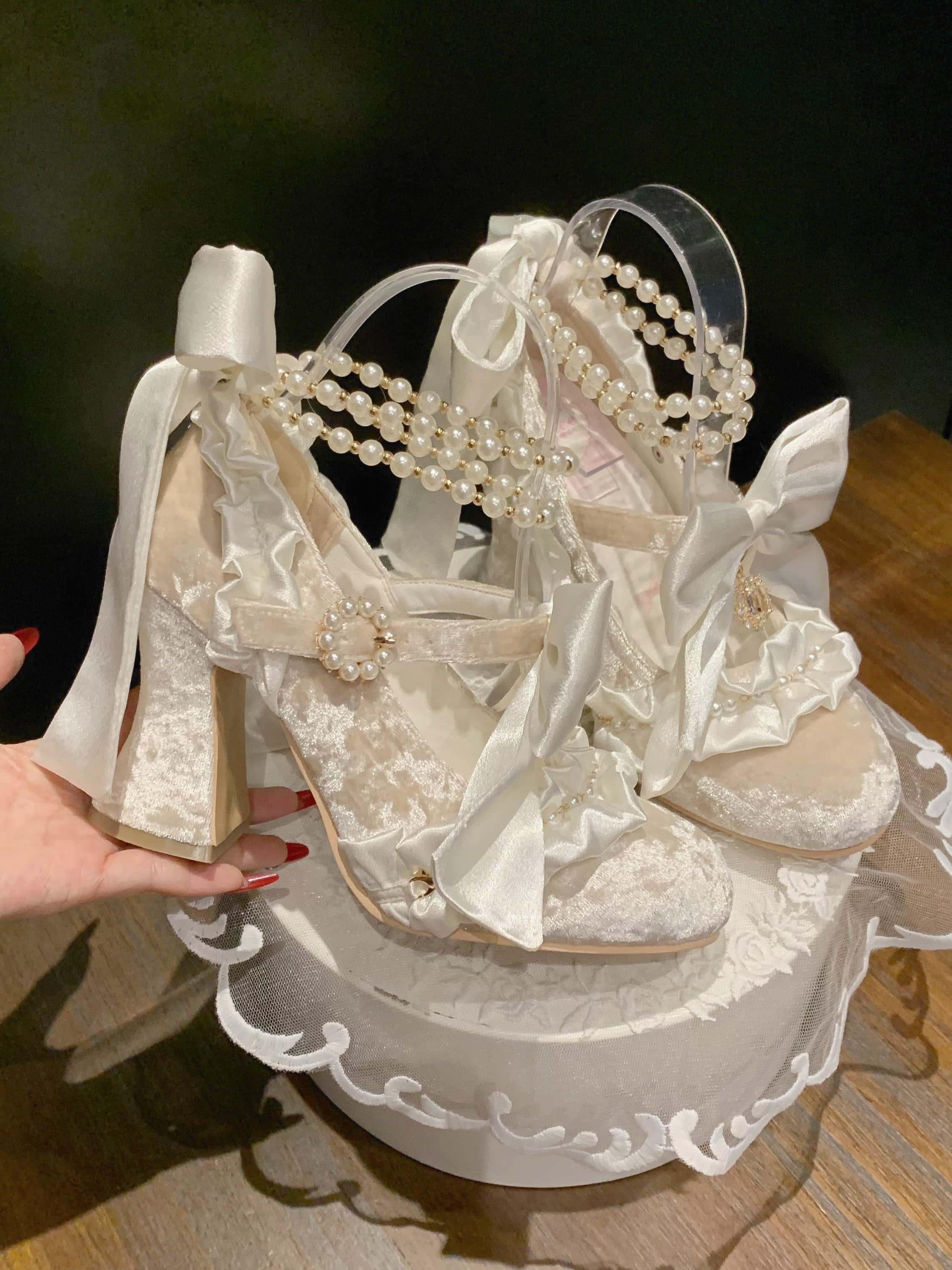 Ribbon Hymn 1.0 Lolita Vintage Heavy Craft Bridal Heels