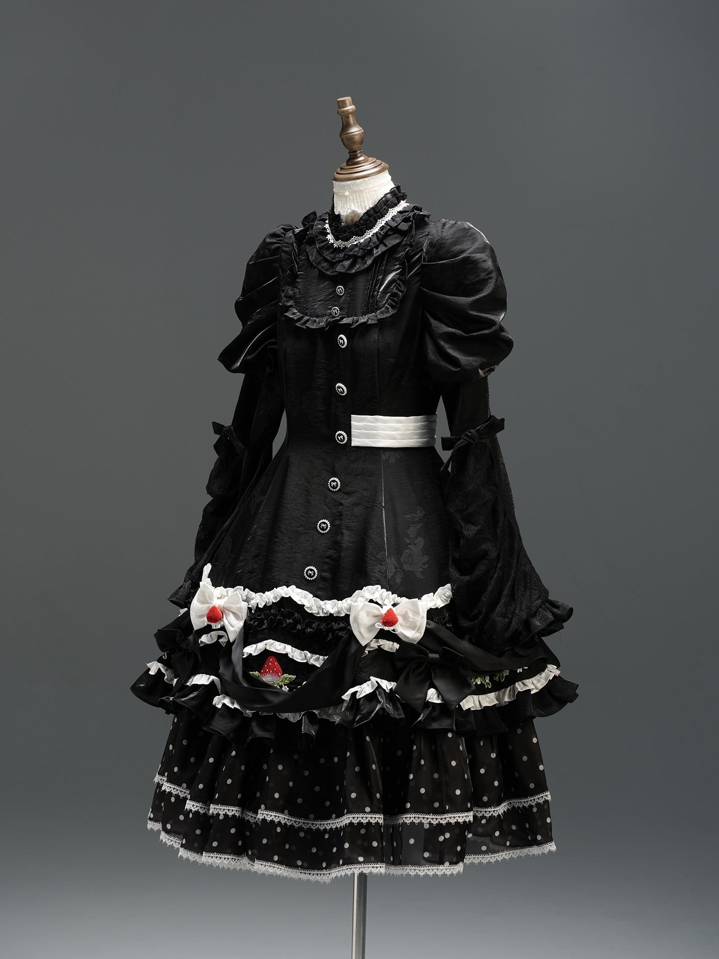 Twilight Berry Princess Gothic Maid Lolita Tiered Embroidered OP Dress