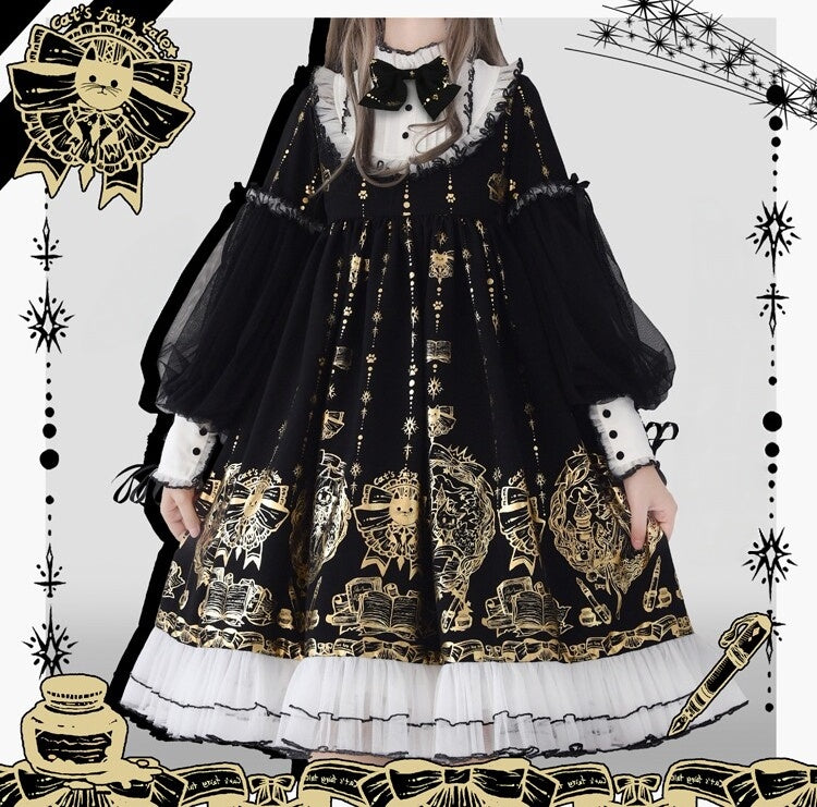Gilded Fairy Town Lolita Original Printed OP Dress