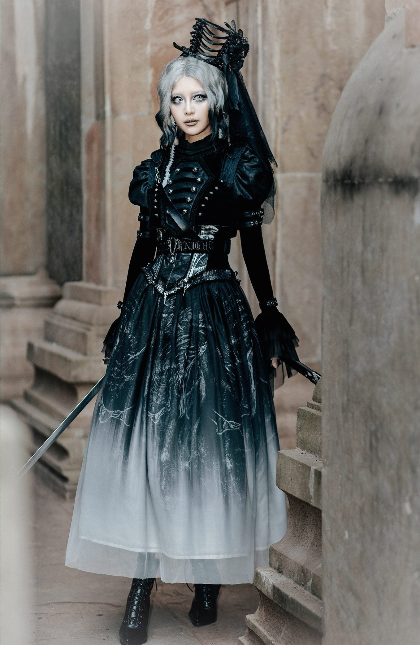 Ghost Knight Gothic Style Dress Set
