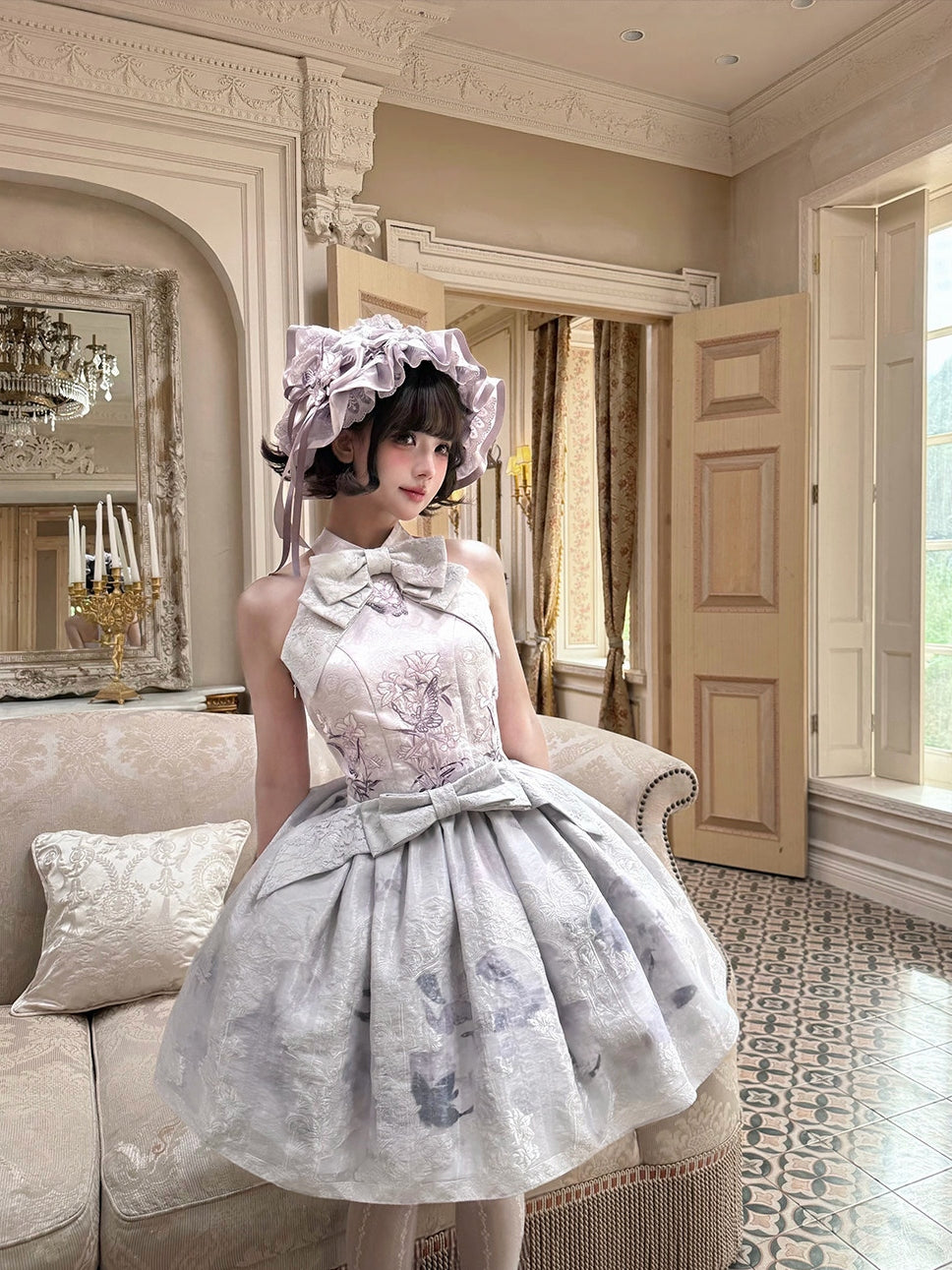 Stained‑Glass Reverie Japanese‑Style Classic Lolita Purple JSK Dress Set