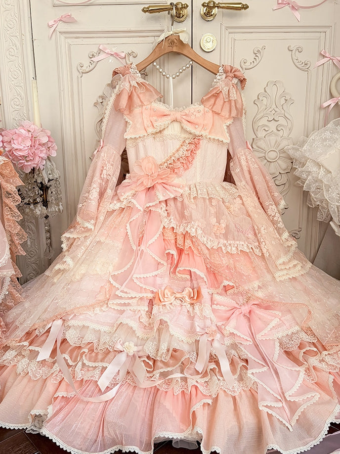 Cream Peach Princess x Barbie Collab Original Lolita Bridal OP Dress