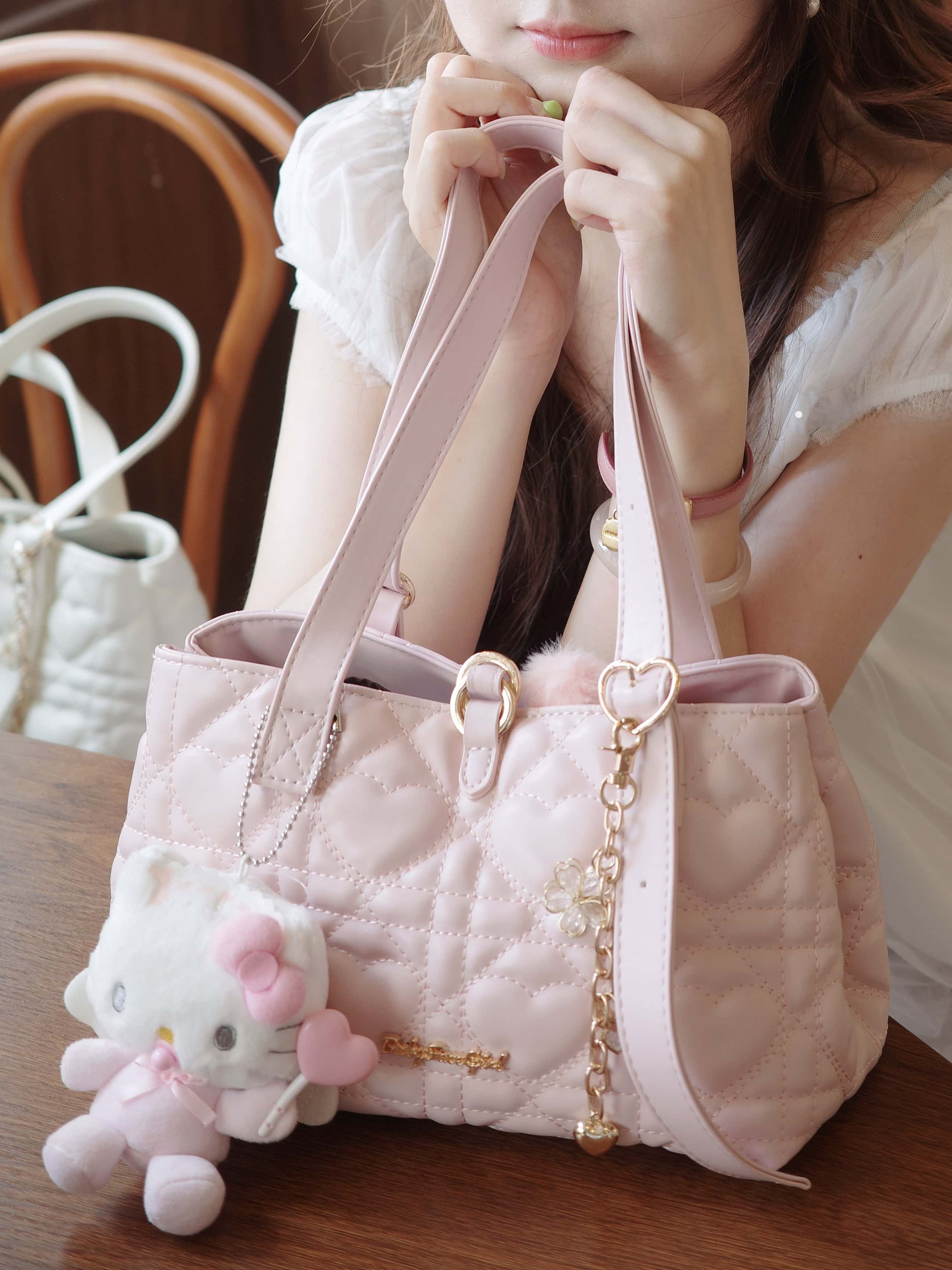 Intern Cupid Heart Quilted Sweet Lolita Tote Shoulder Bag