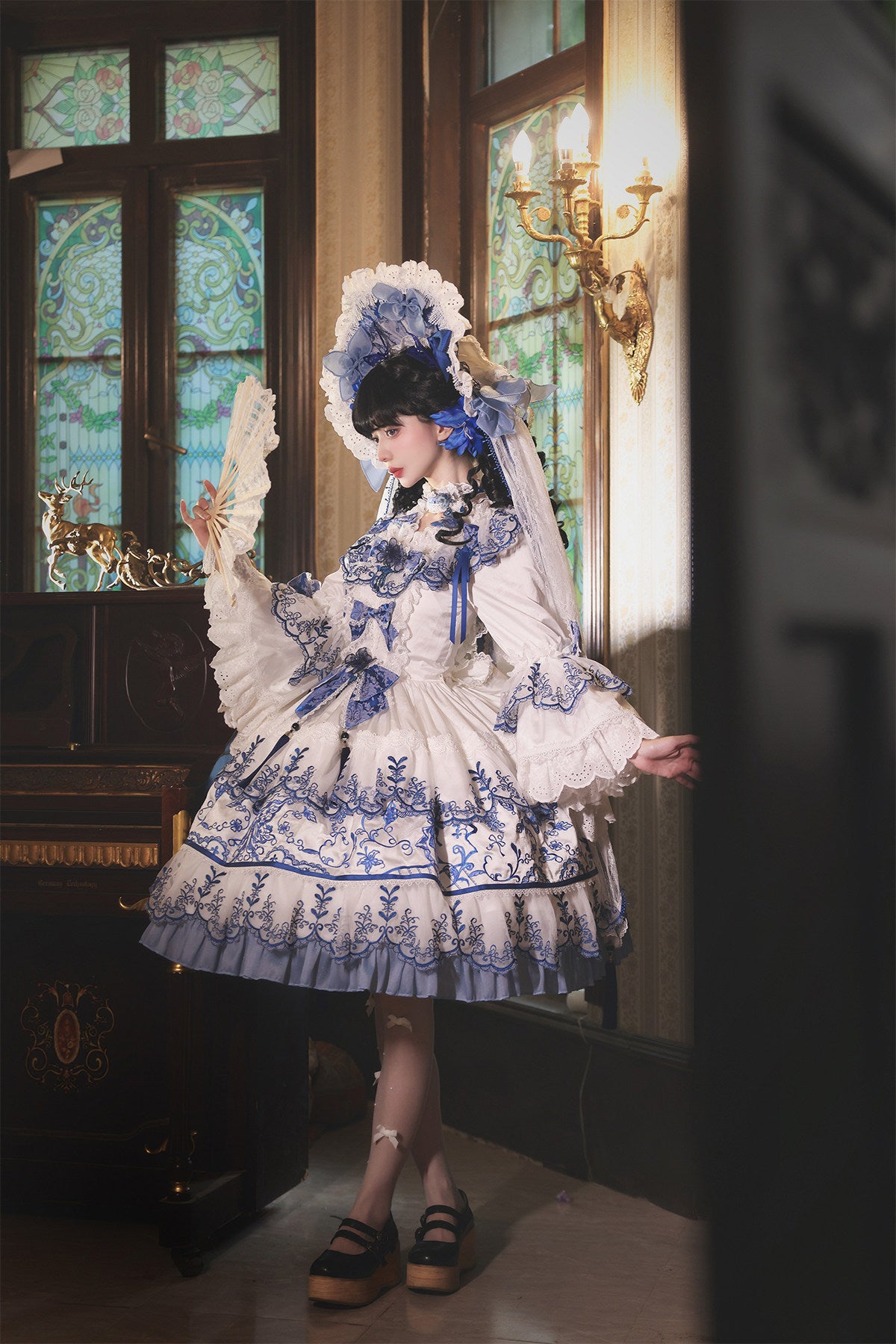 Butterfly Blue and White Porcelain Classic Lolita Accessories Set