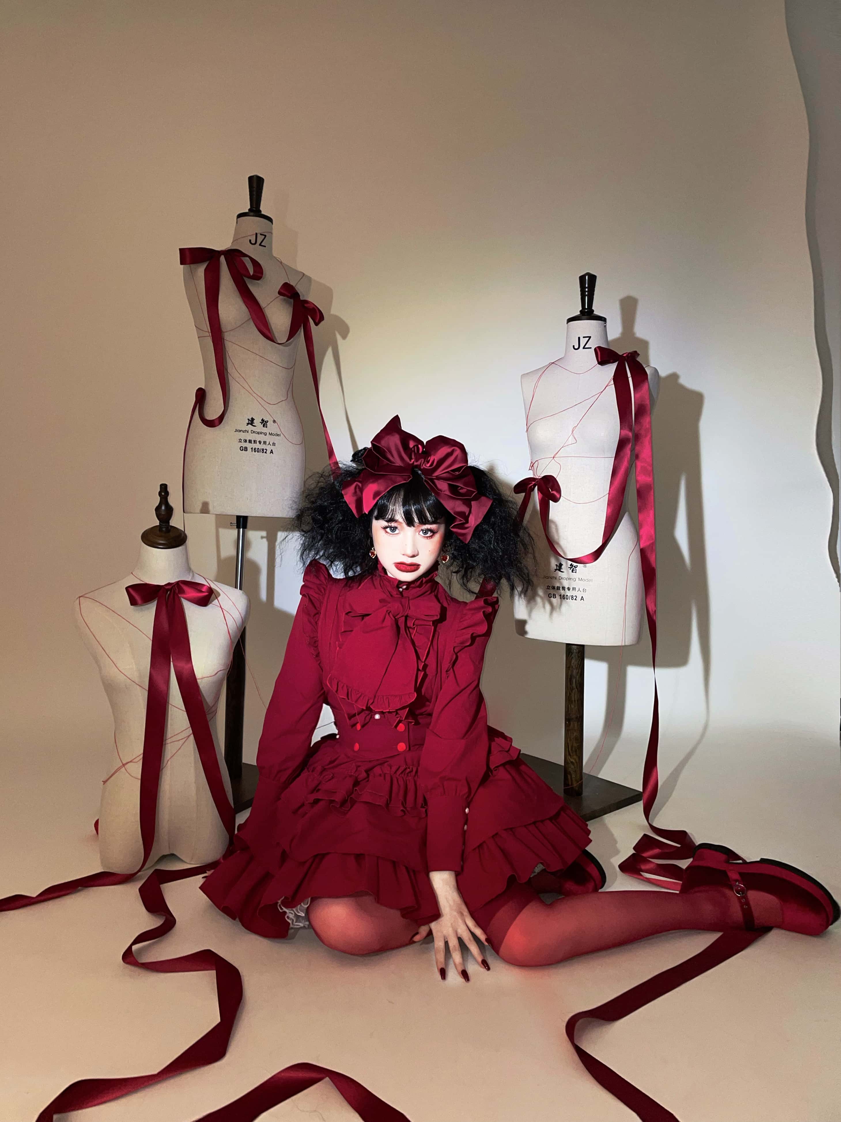 Doll Gift Box Gothic Lolita Red Shirt & Skirt Set