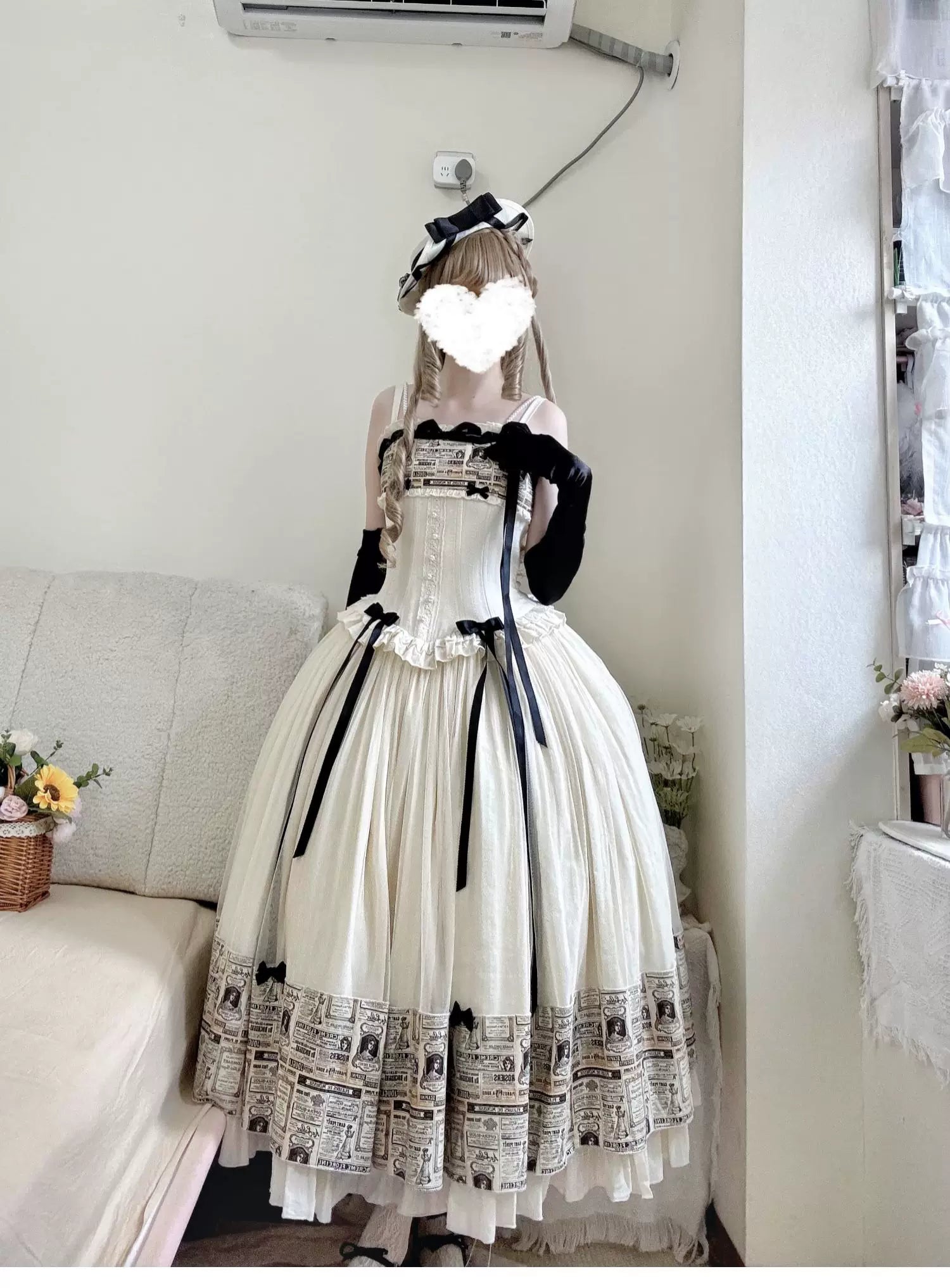 Letter from London White Newspaper Print Classic Lolita JSK Dress