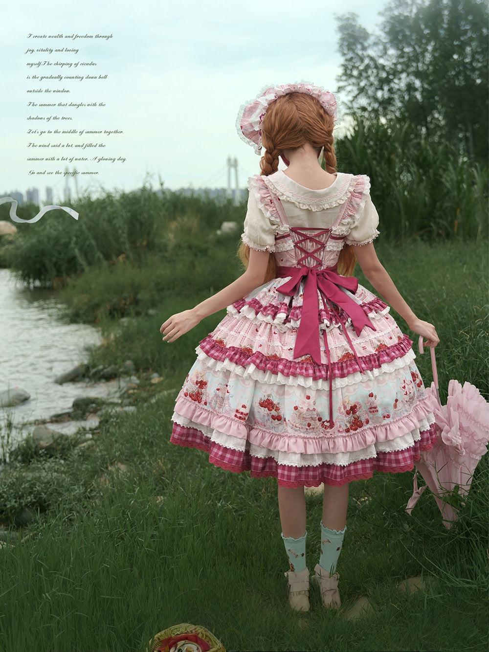 Cherry Cake Lolita Sweet Pink JSK Dress