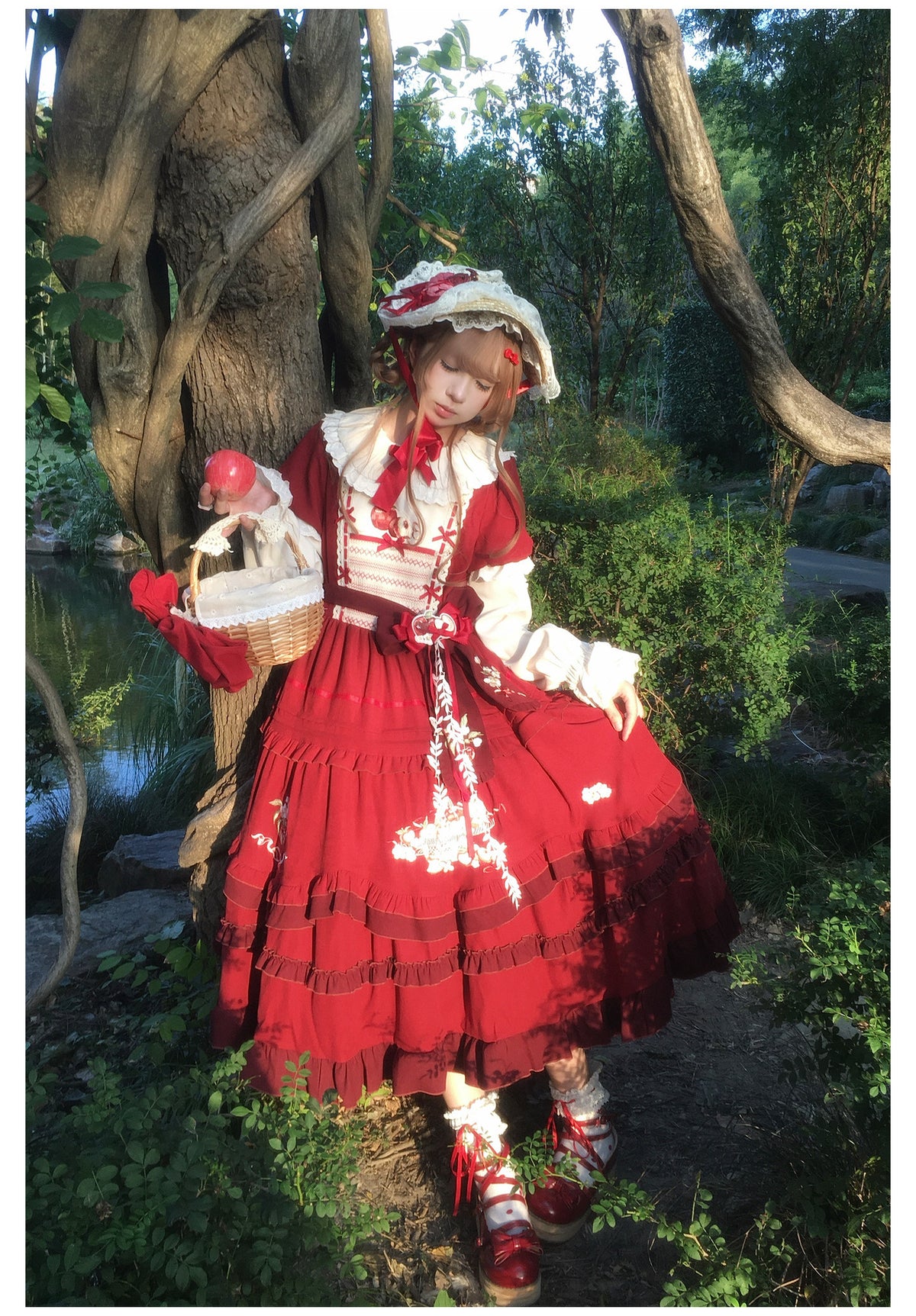 Whisper Lolita Christmas Embroidered Full Flare OP Twin Dress
