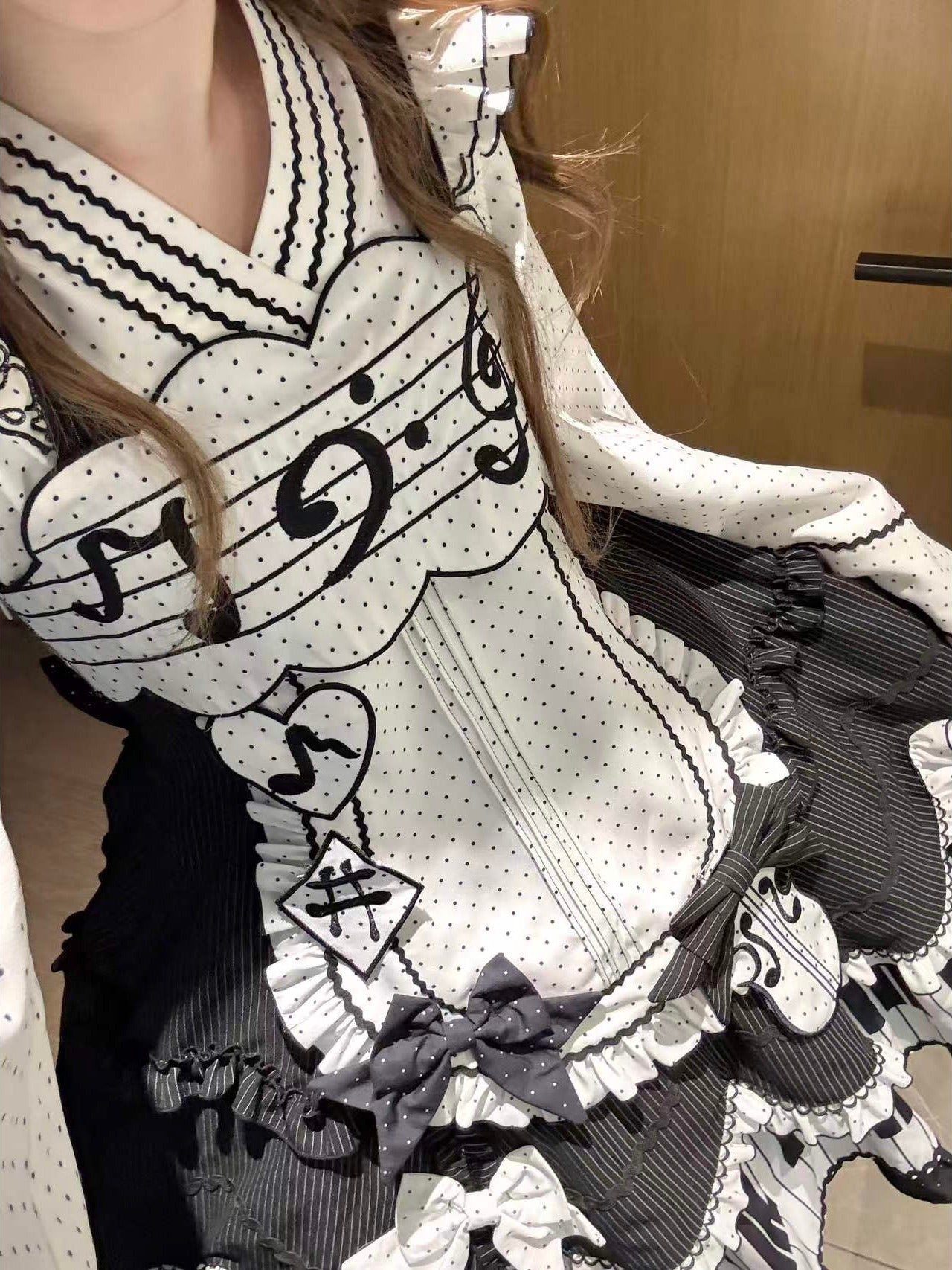 Rhythmic Notes Piano Key Gothic Classic Lolita JSK Full Set