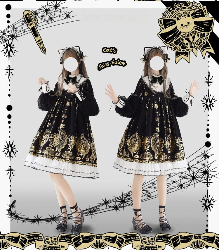 Gilded Fairy Town Lolita Original Printed OP Dress