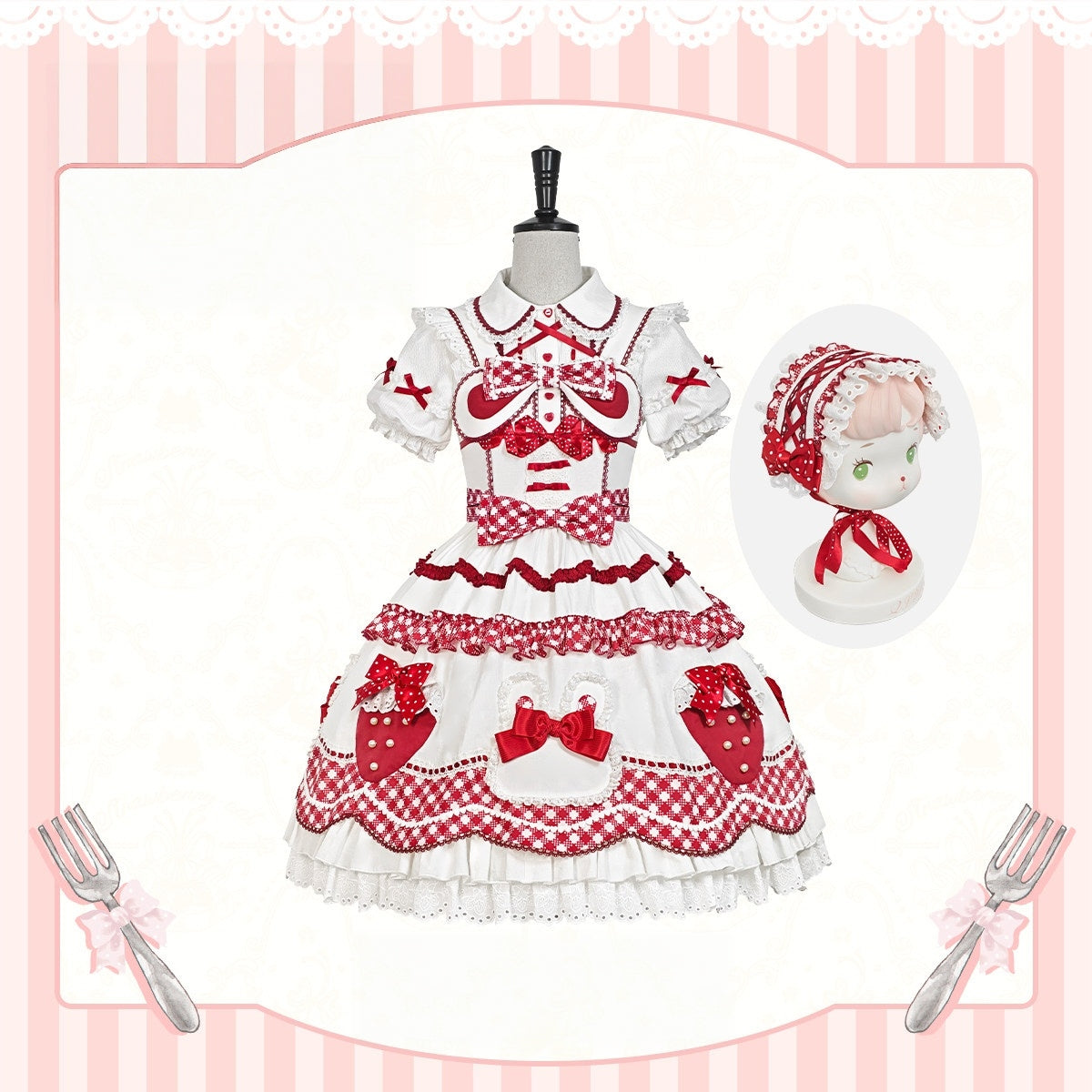 Starry‑Fallen Strawberry Rabbit Original Lolita Cute JSK Dress