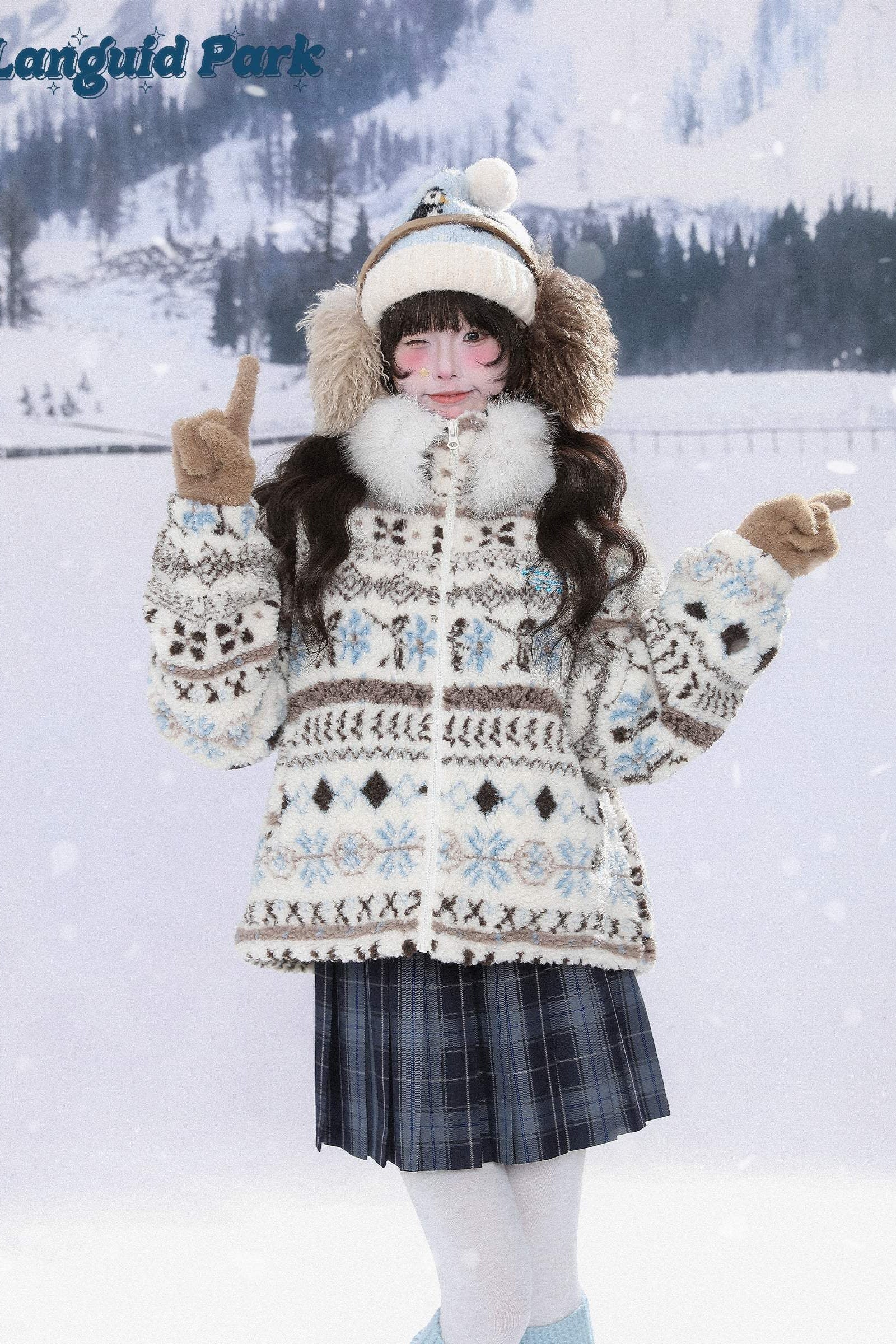 Girly Style Fair Isle Winter Coat