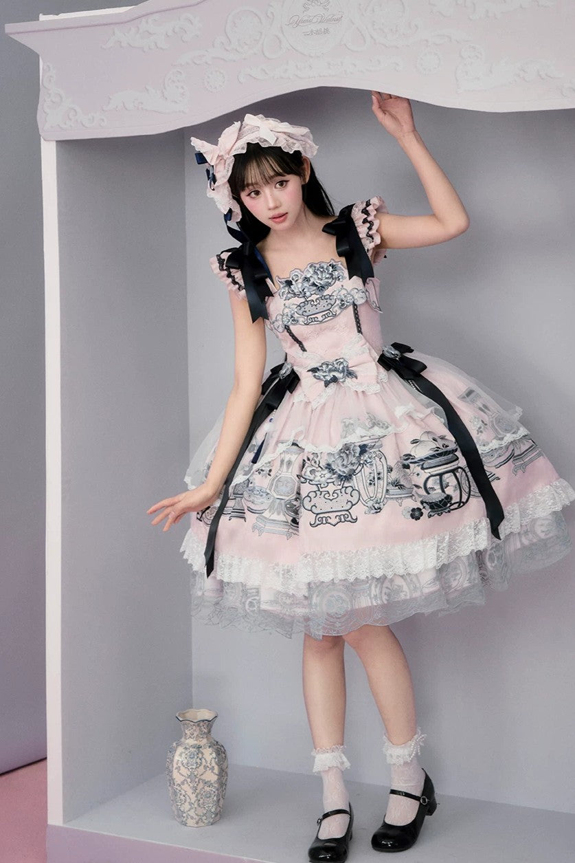 Celadon Jade Cup Japanese Style Pink JSK Dress