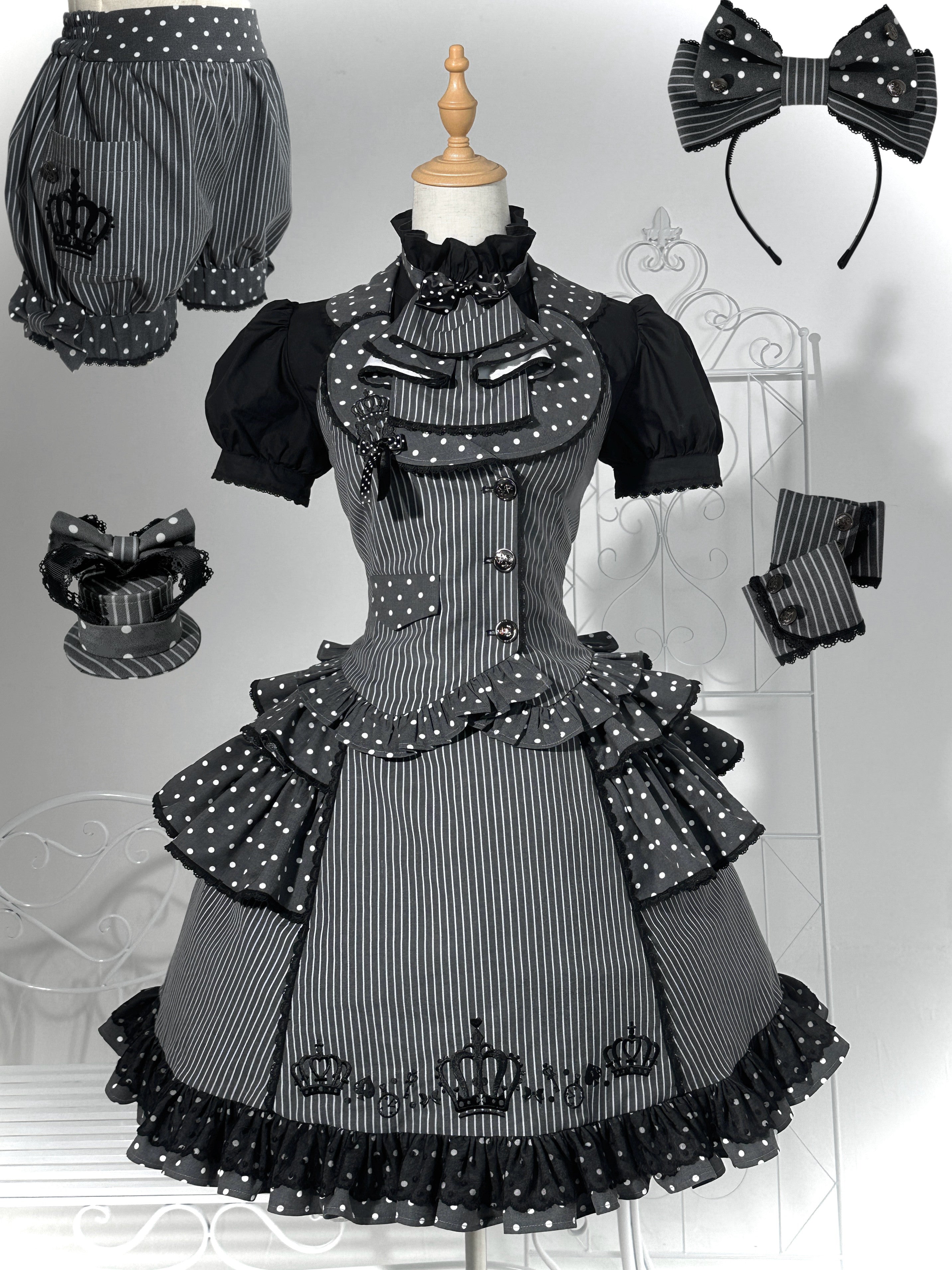 New Century Princess Grey Black Lolita Dress Set