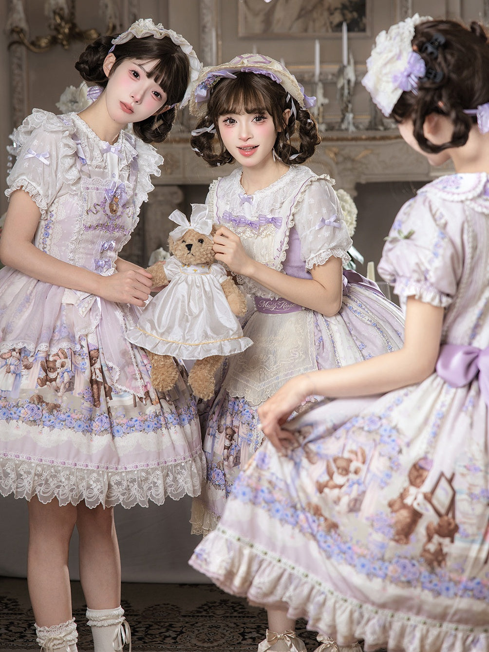 Bear‑Garden Floral Tale Sweet Printed Lolita JSK / OP Dress