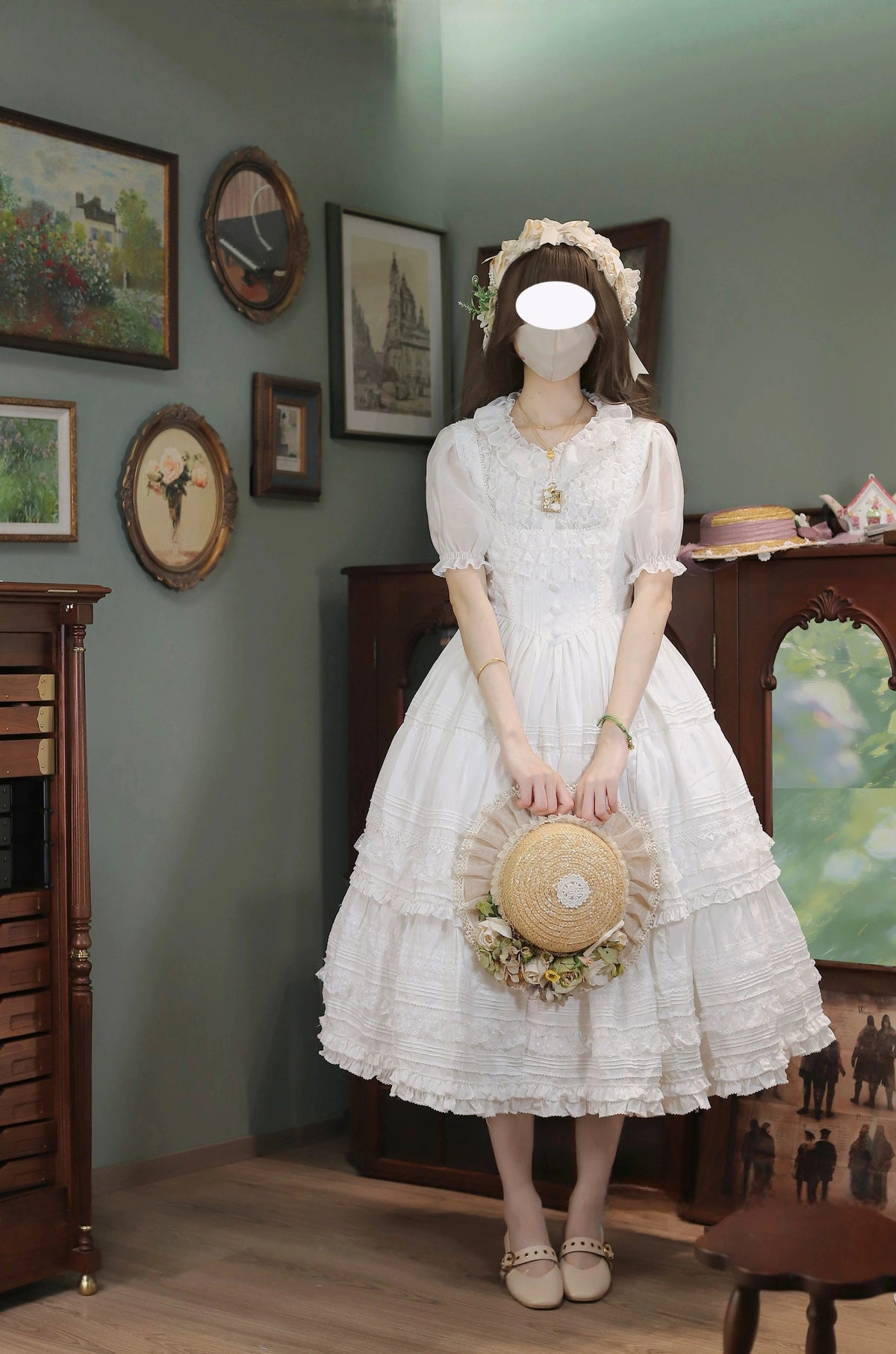 Margaret's Daisy V-Waist Bust-Support Classical Lolita JSK Dress