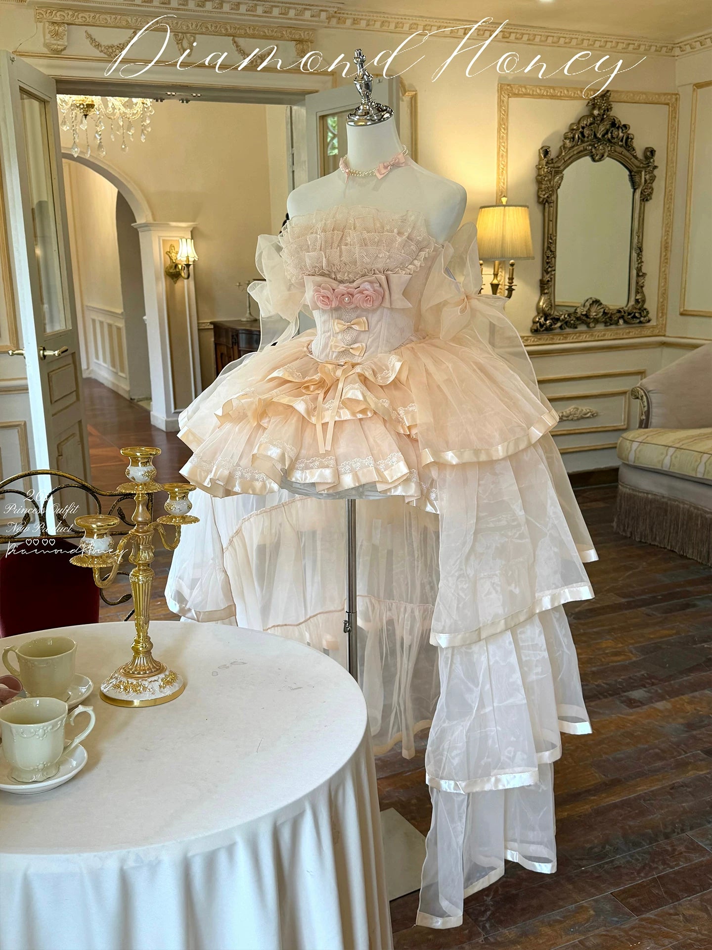 Women's Mousse Love Song Pink Short JSK Ballet Light Wedding Elegant Slimming Dress