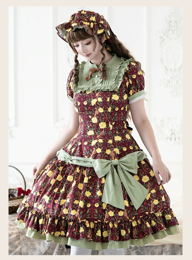 Faded Fairy Tale Picture Book Pastoral Style Lolita OP Dress